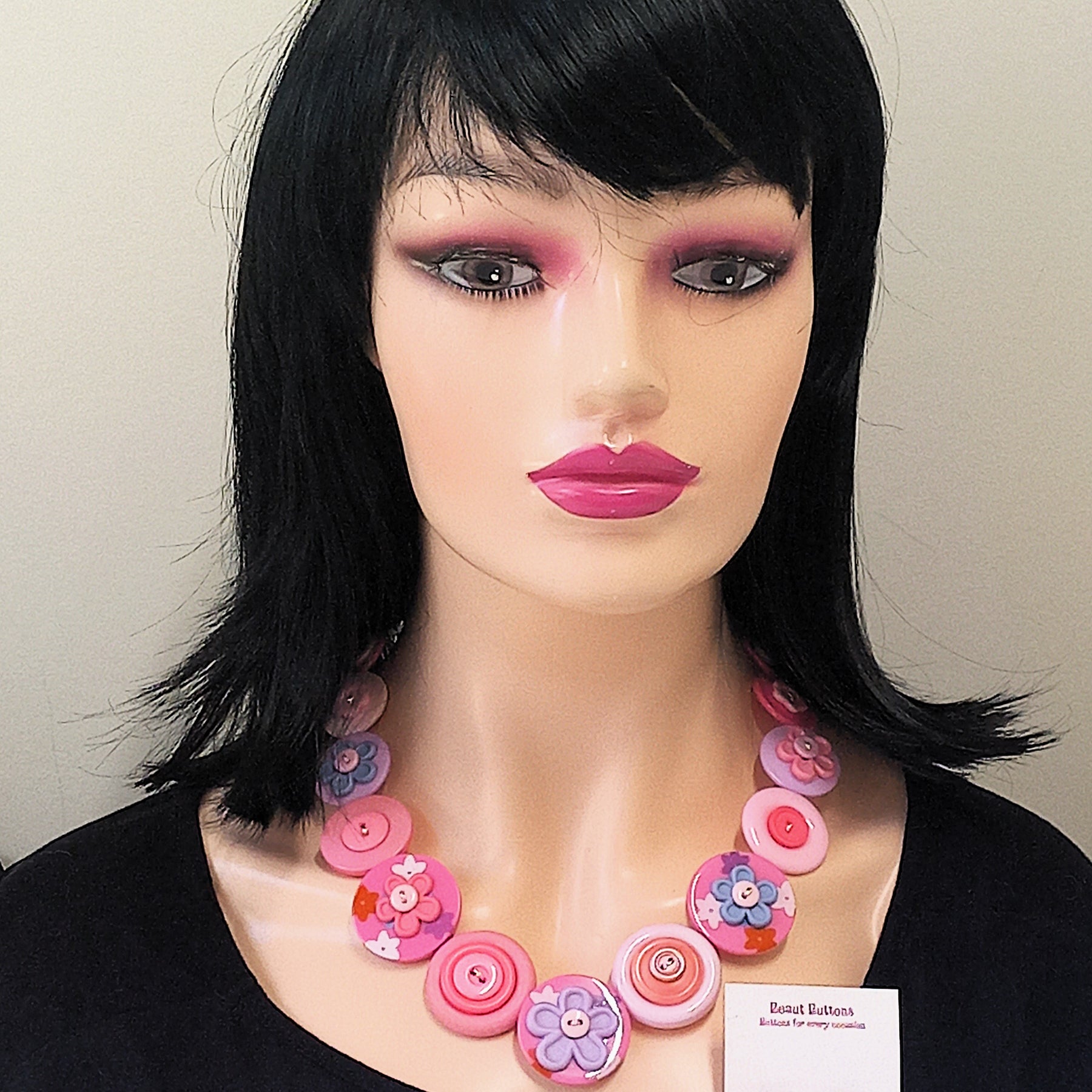 Pink flower necklace and earrings - Spring Blossoms