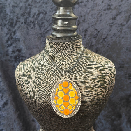 Mosaic Oval Silver Pendant