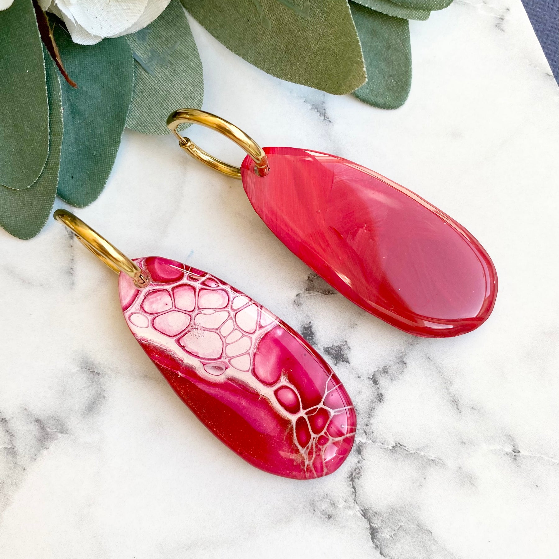 Burgundy and Gold Statement Earrings