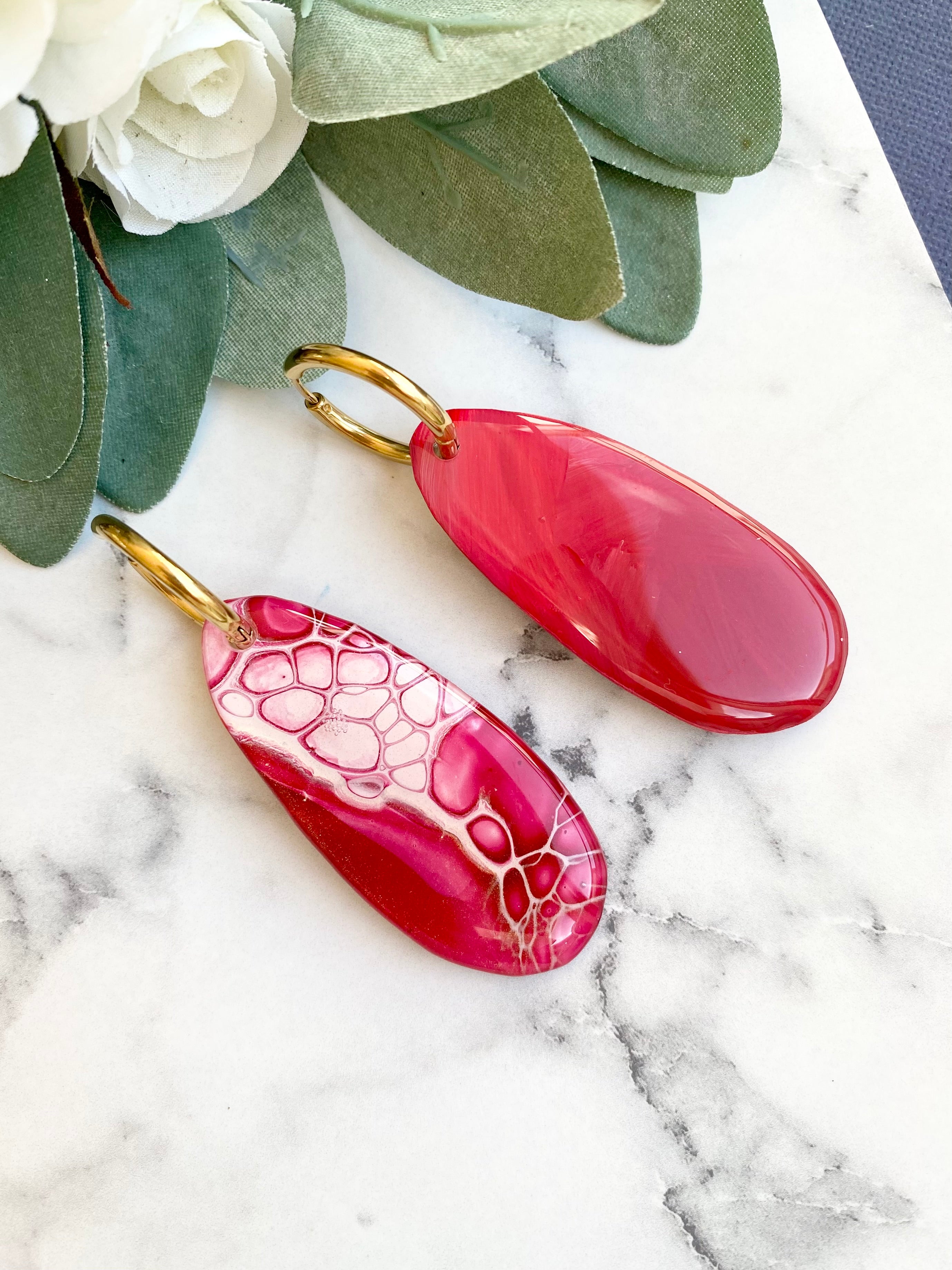 Burgundy and Gold Statement Earrings