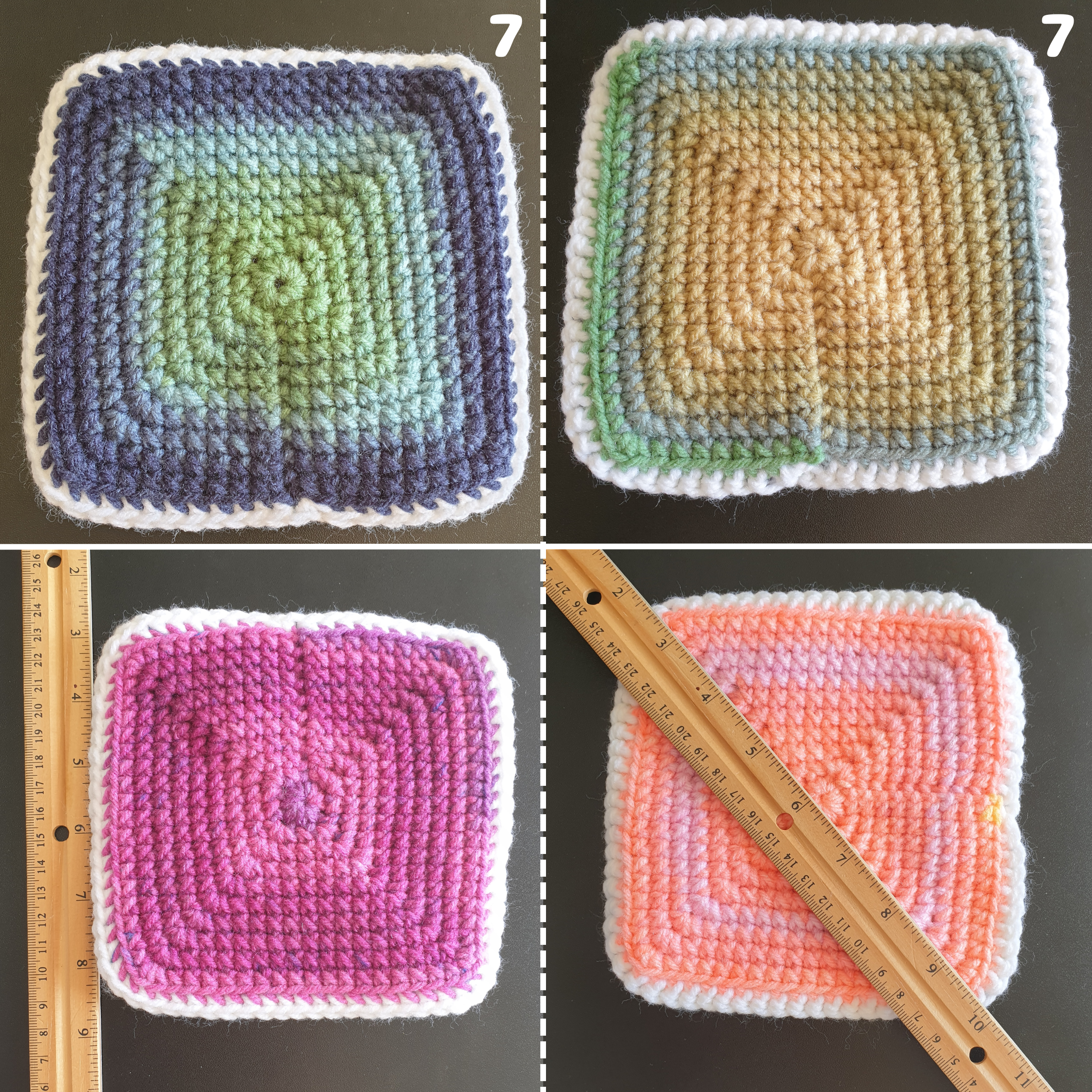 Hand Crochet Colourful Thick Square Coaster : Two Sided ,  Double Sided