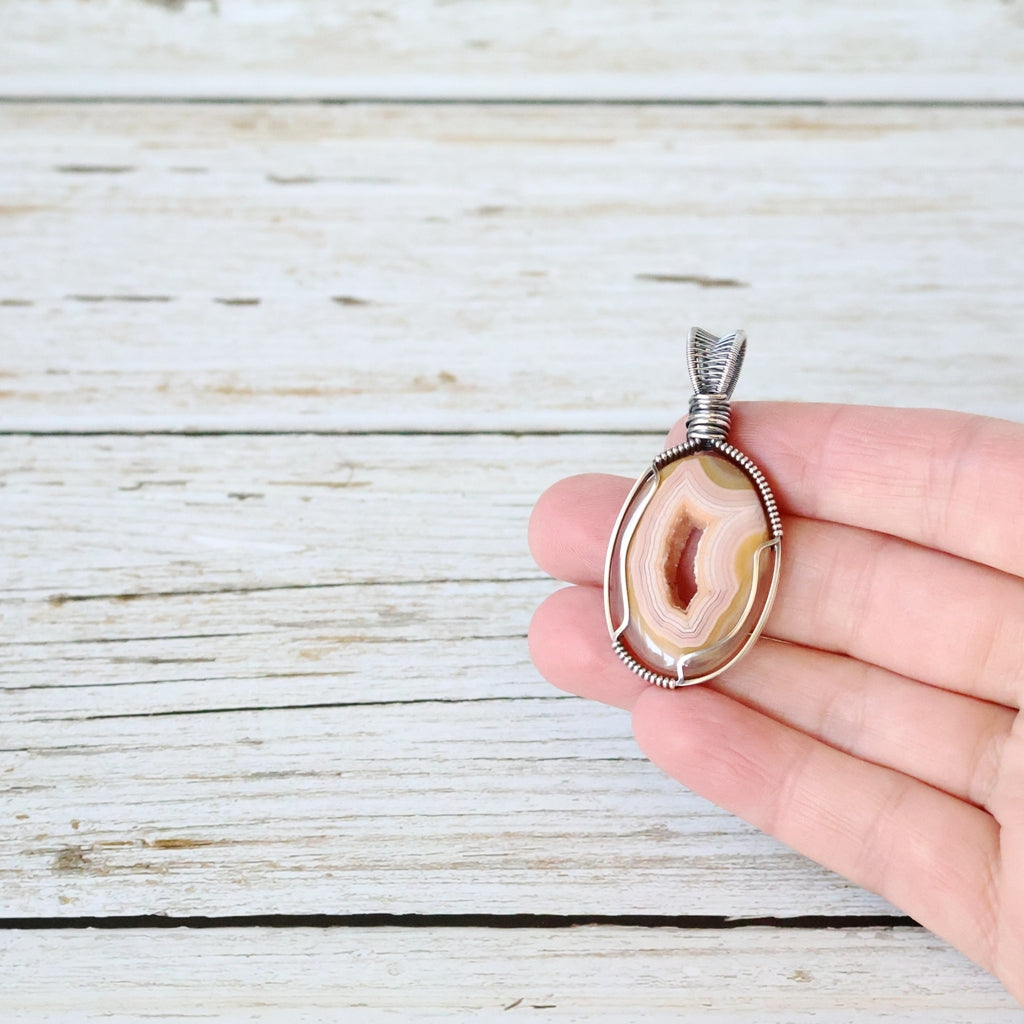 Sterling Silver Drusy Agate Pendant ~ Peek-a-boo!