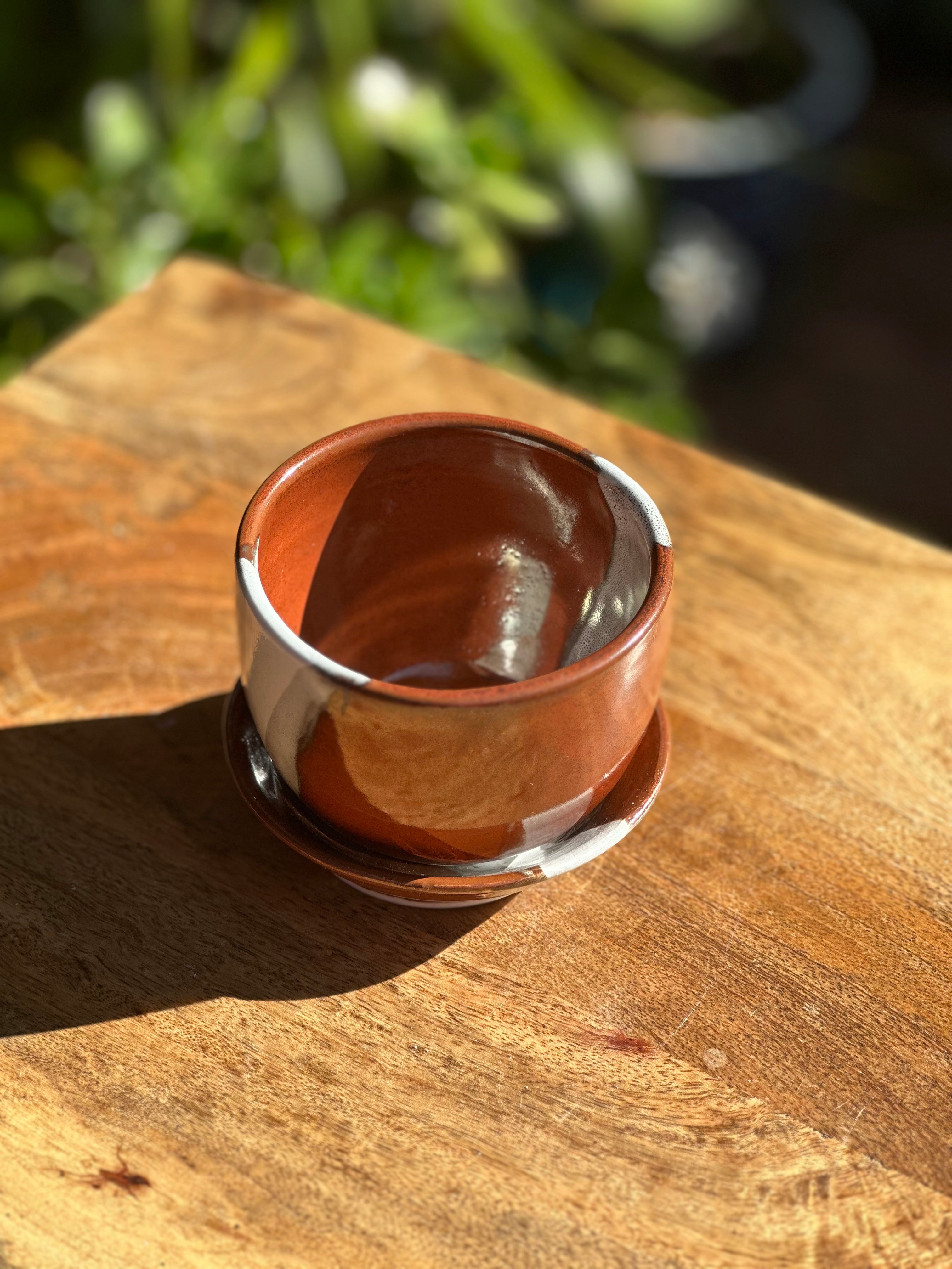 Pilbara Calling Handmade Porcelain Tea Cup & Small Dish Set | Australian Ceramic Tea Cup | Wheel Thrown Pottery