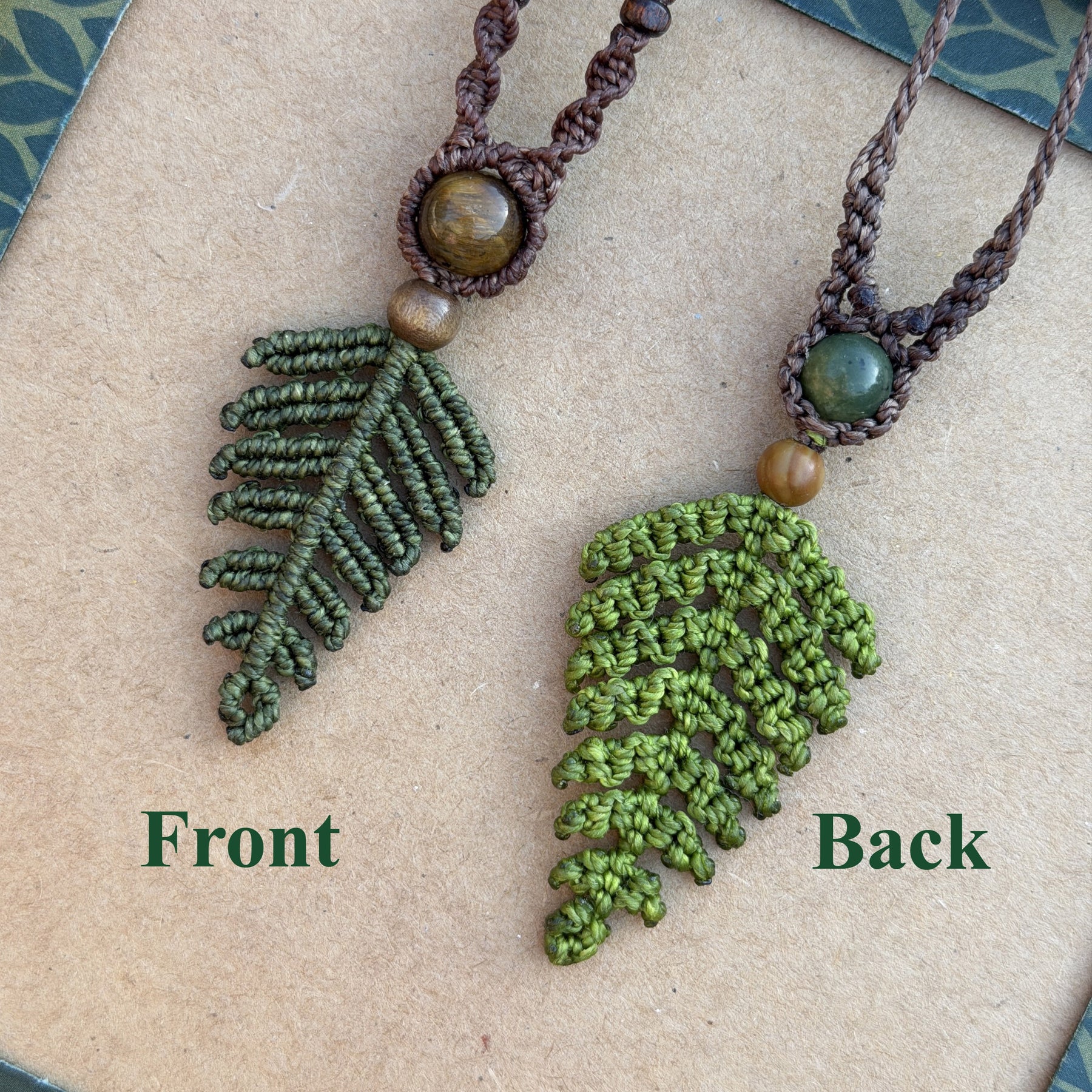 Micro Macrame Fern Leaf Necklace