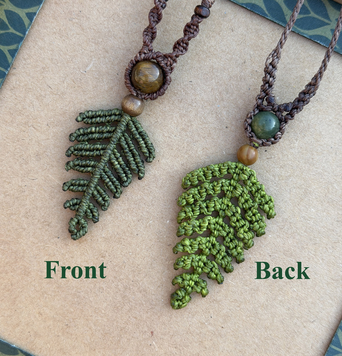 Micro Macrame Fern Leaf Necklace
