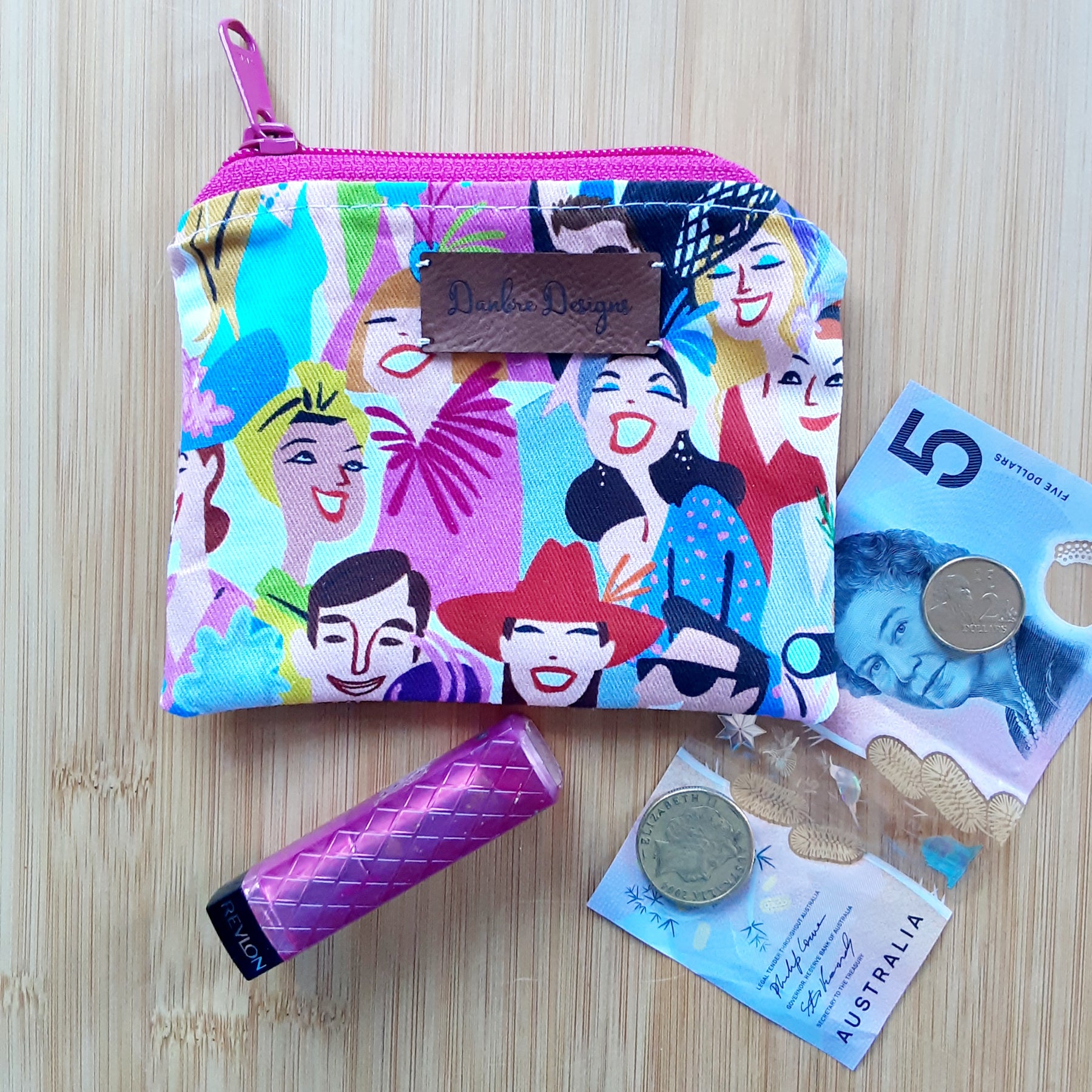 Handmade fabric coin purse, small zippered pouch for earbuds