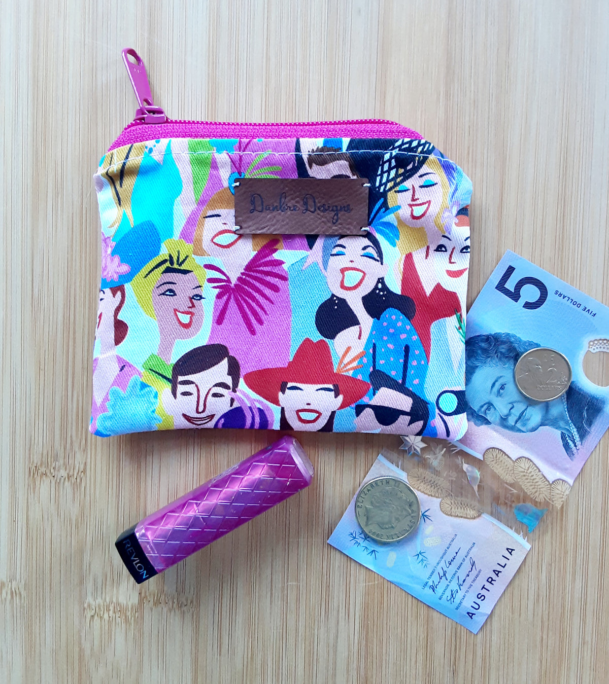 Handmade fabric coin purse, small zippered pouch for earbuds