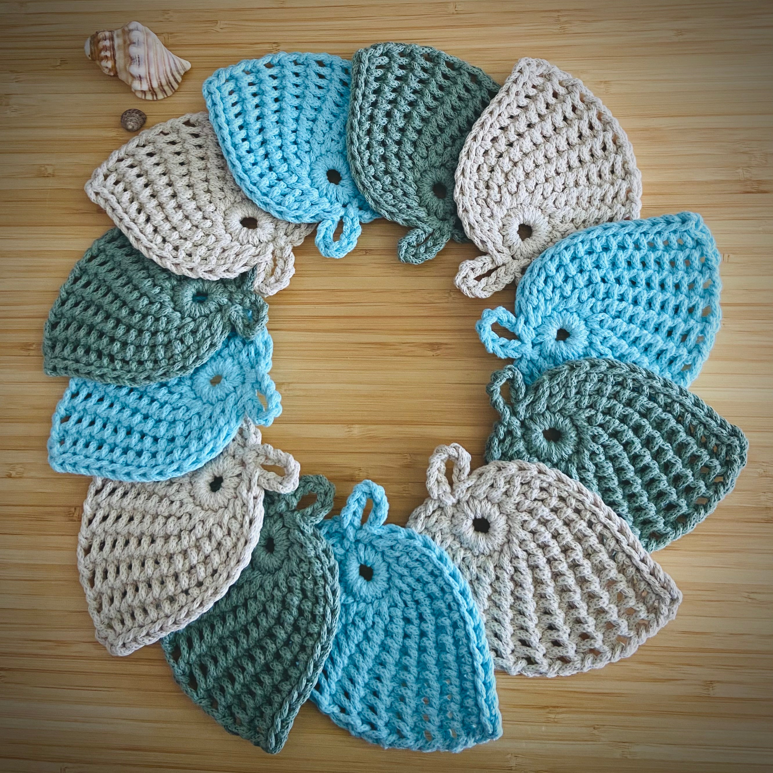 Crochet Leaf Coasters - Set of 4 - Coastal