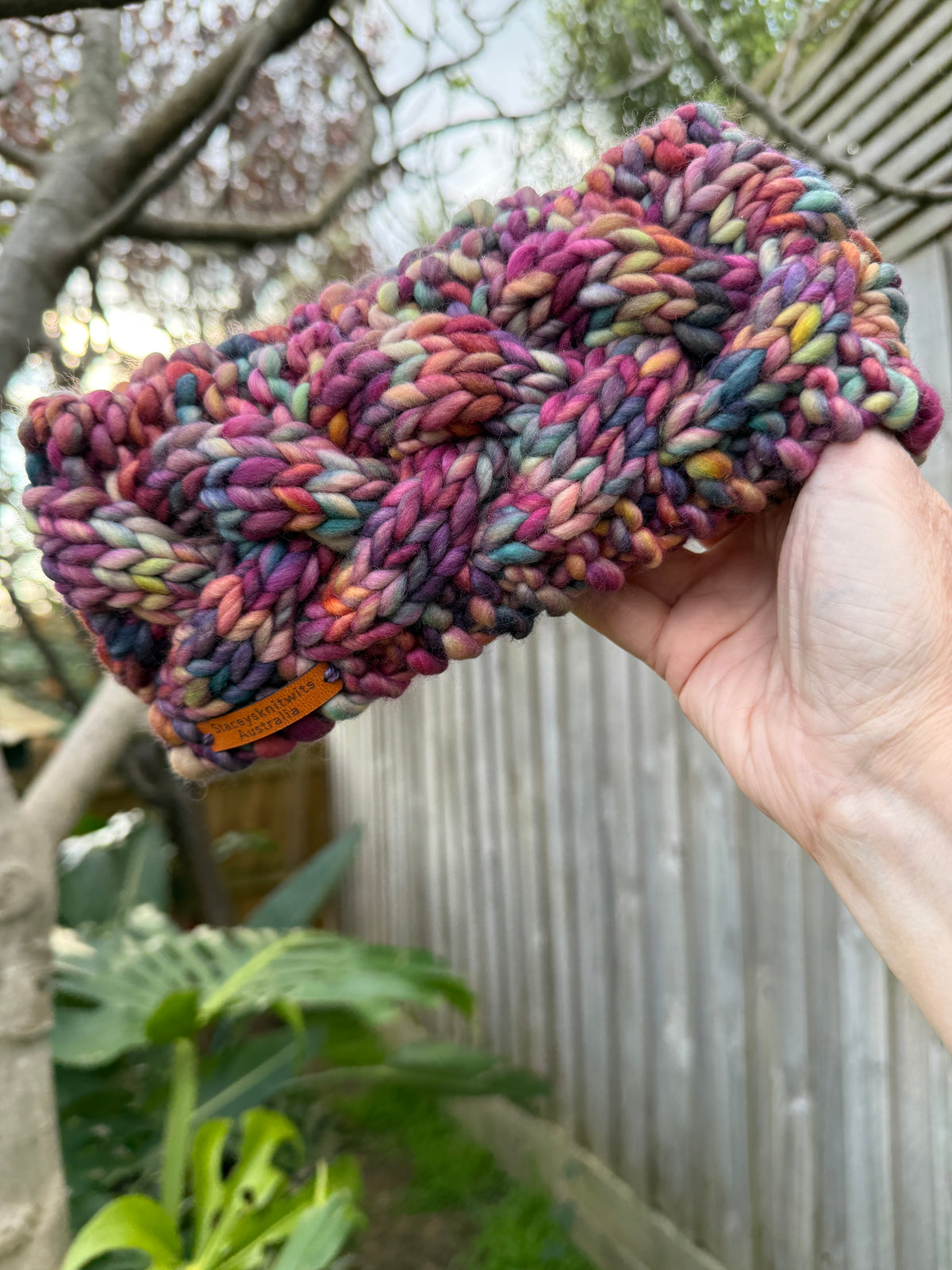 Hand Knitted Headband, Merino Soft Rainbow Headband