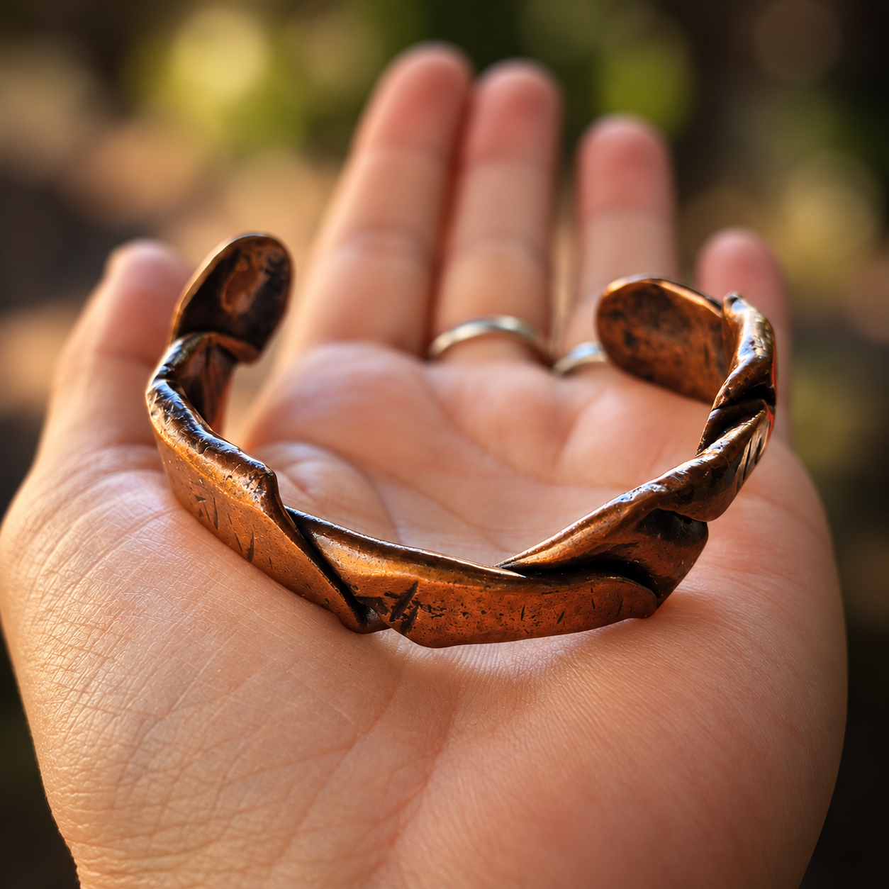 Sculptural Folded Copper Cuff Bracelet B001