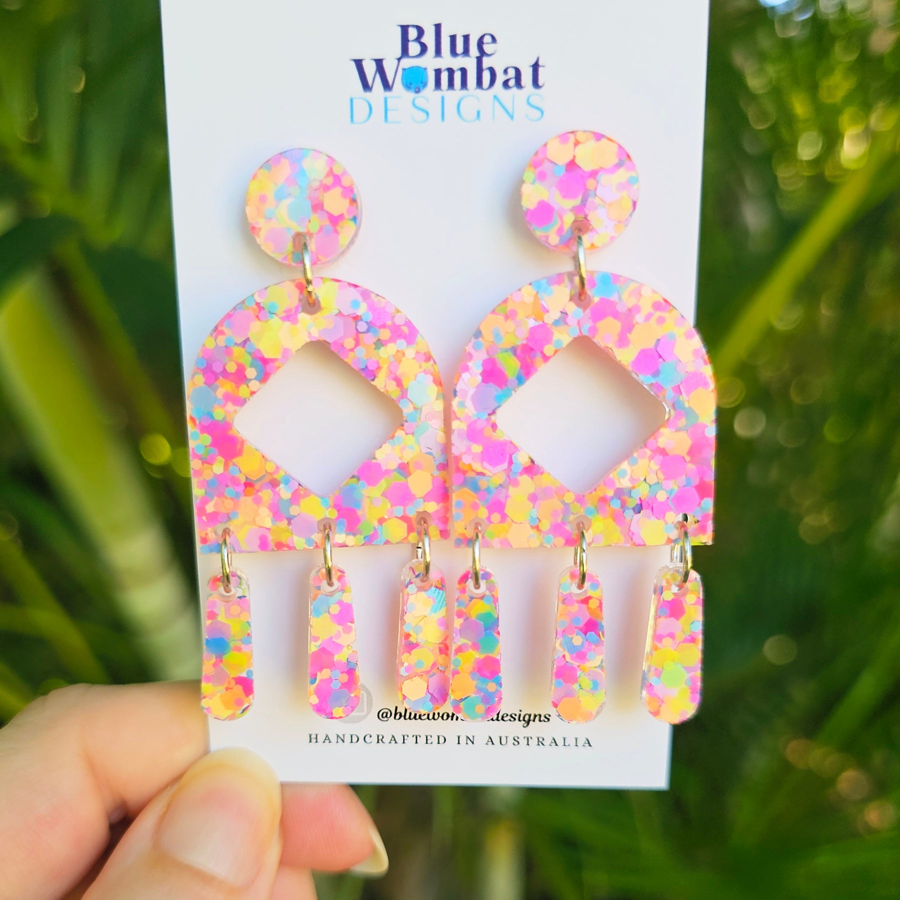 Chandelier Resin Colourful Glitter Dangle Earrings