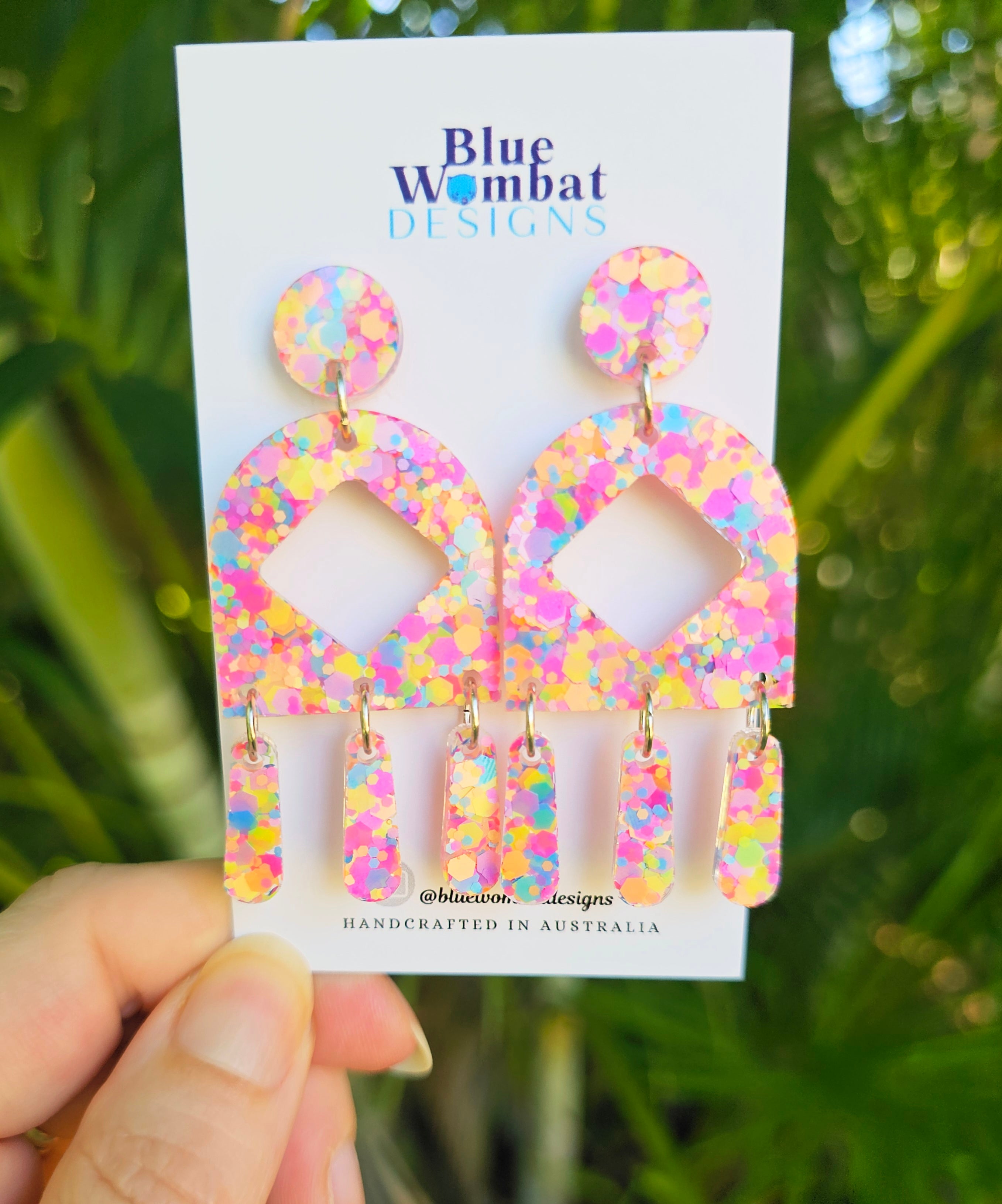 Chandelier Resin Colourful Glitter Dangle Earrings