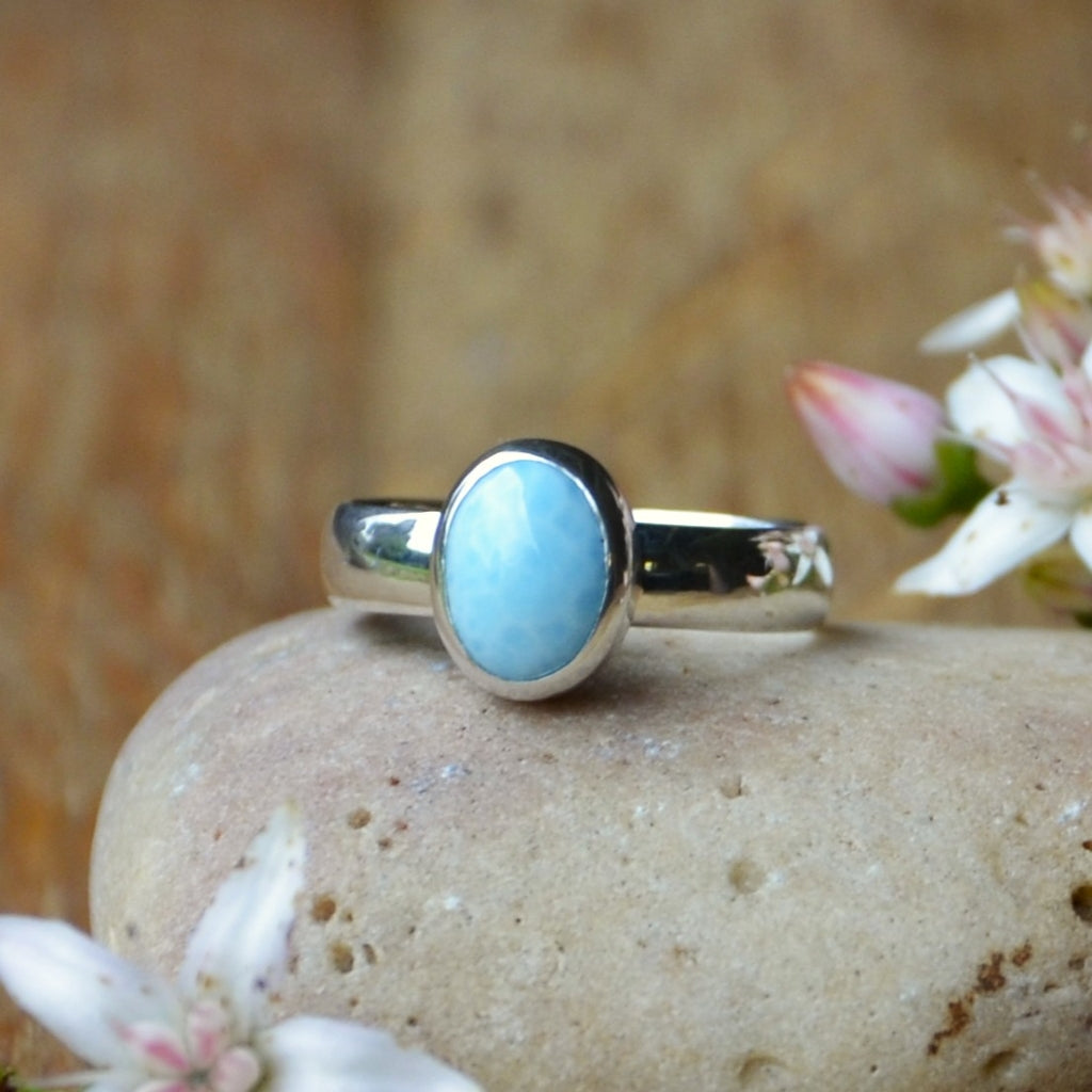 Larimar Silver Ring Size O