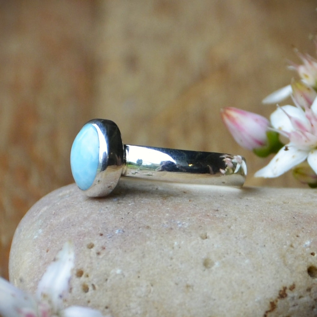 Larimar Silver Ring Size O
