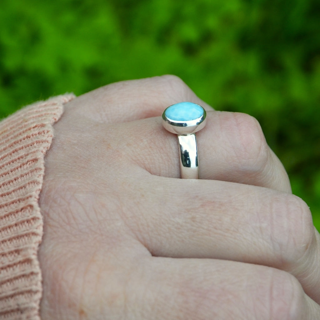 Larimar Silver Ring Size O