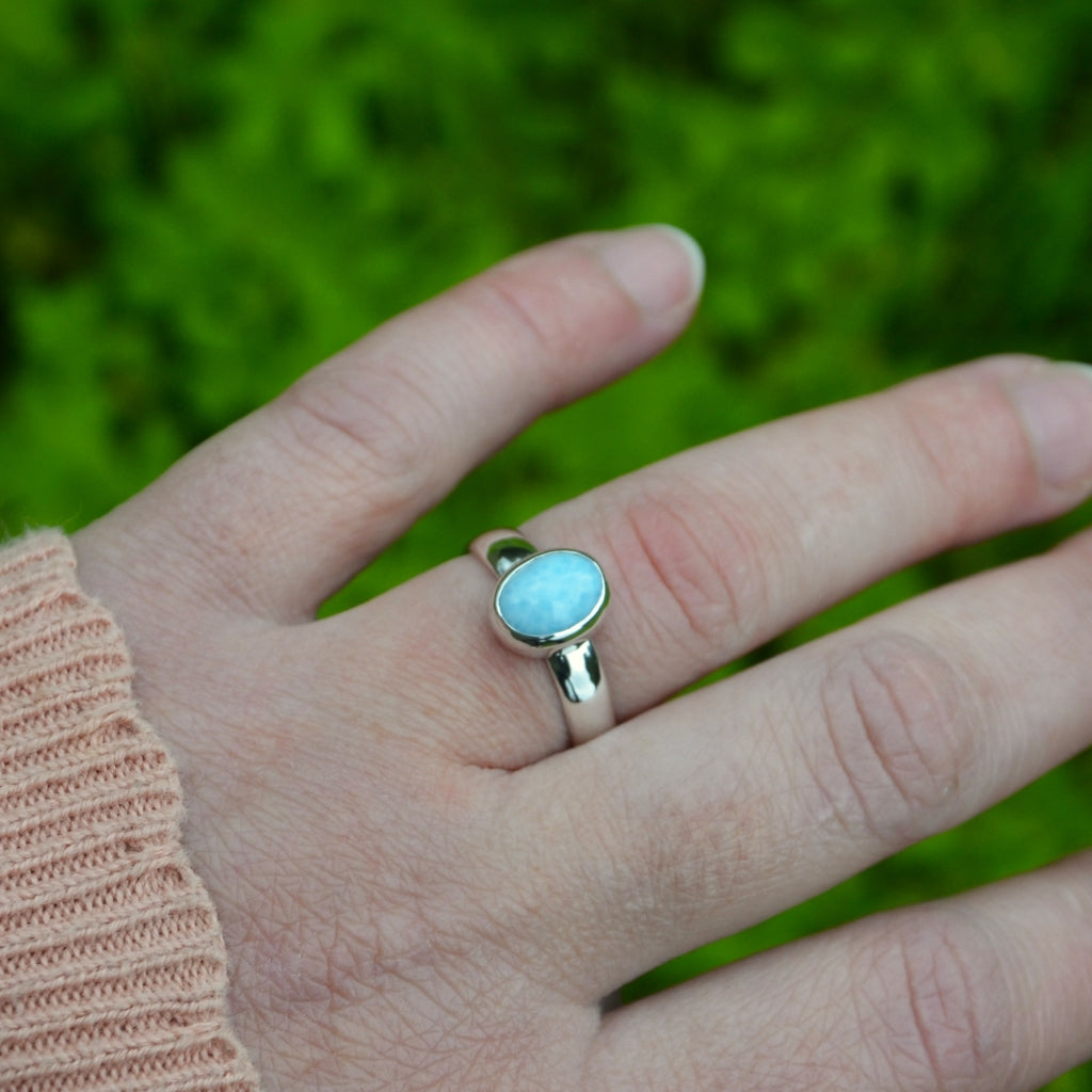 Larimar Silver Ring Size O