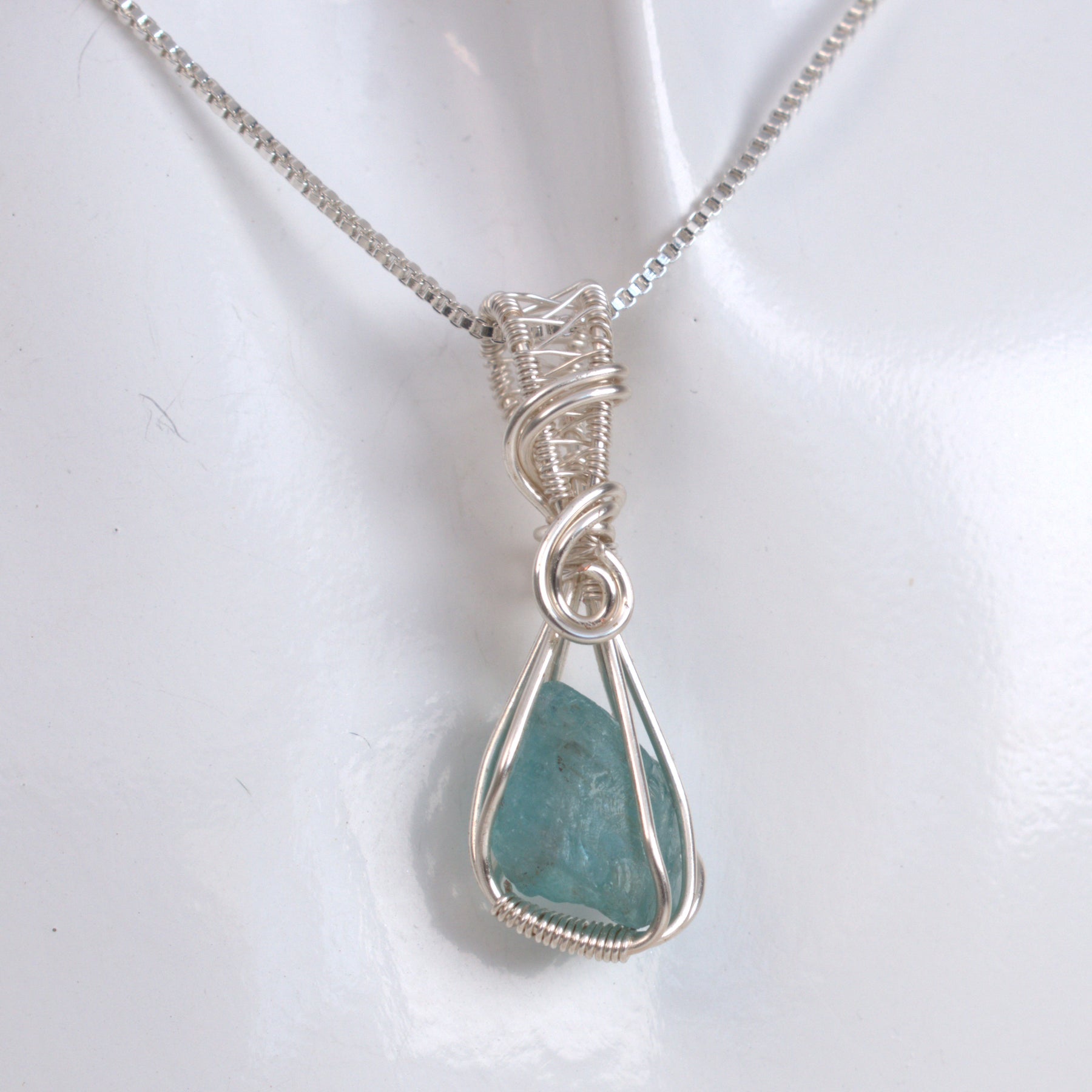 Raw Blue Apatite – Hand-Wrapped Gemstone Pendant