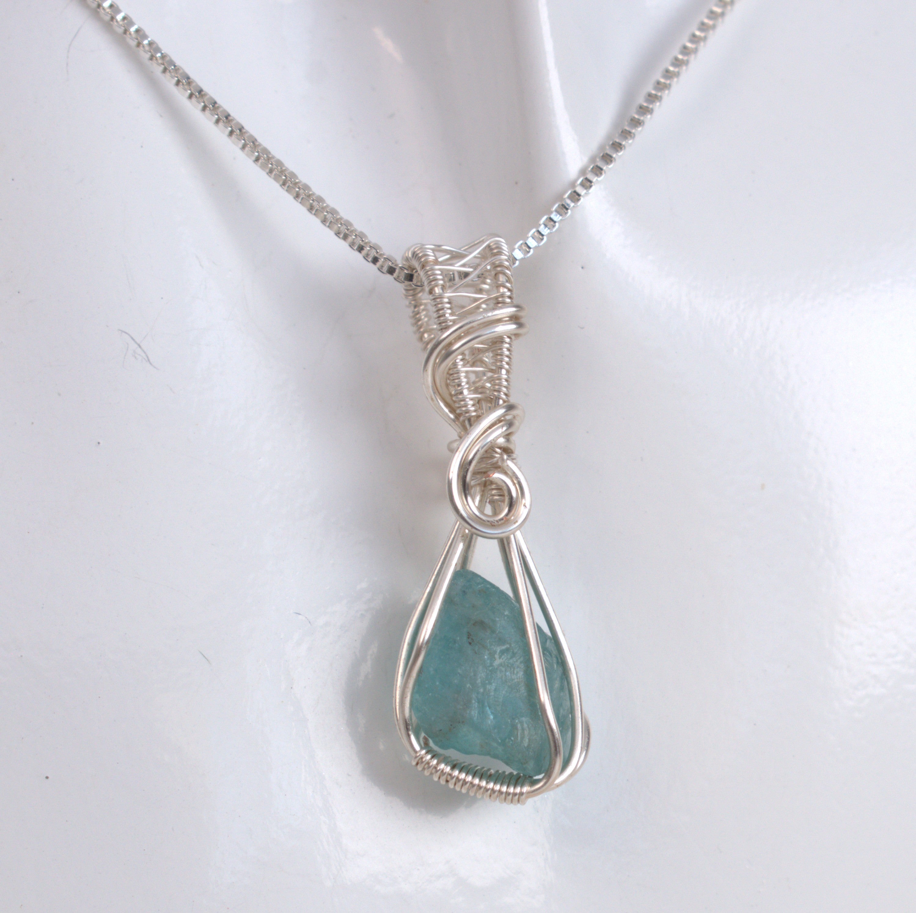 Raw Blue Apatite – Hand-Wrapped Gemstone Pendant