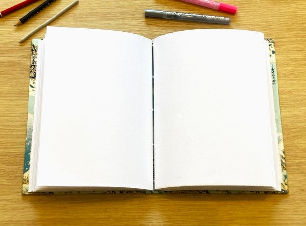 Handmade Hard Cover Journal, Japanese Wave Cover