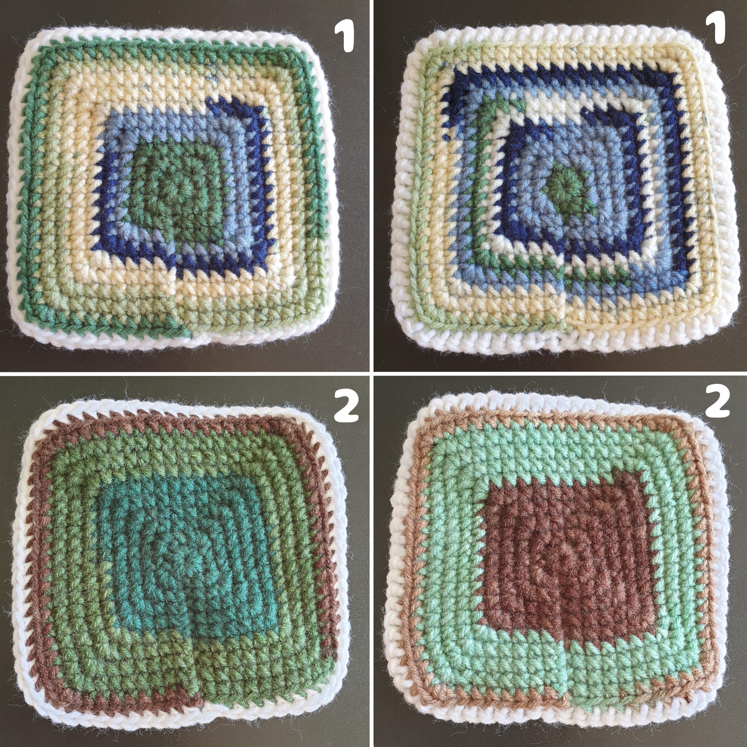 Hand Crochet Colourful Dots Thick Square Coaster : Two Sided ,  Double Sided