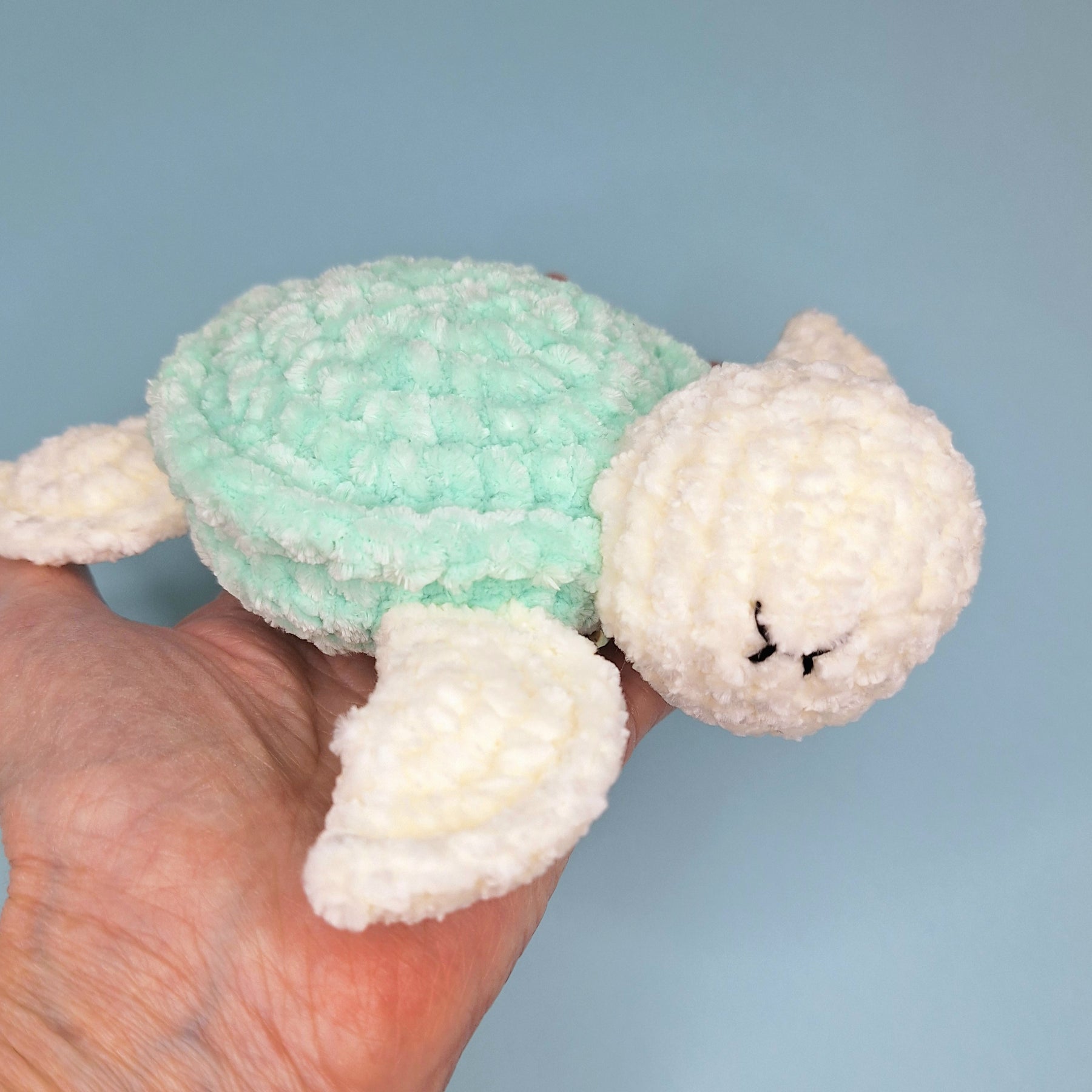 Handmade Velvetine Baby Turtle- Soft, Crochet Plush Toy