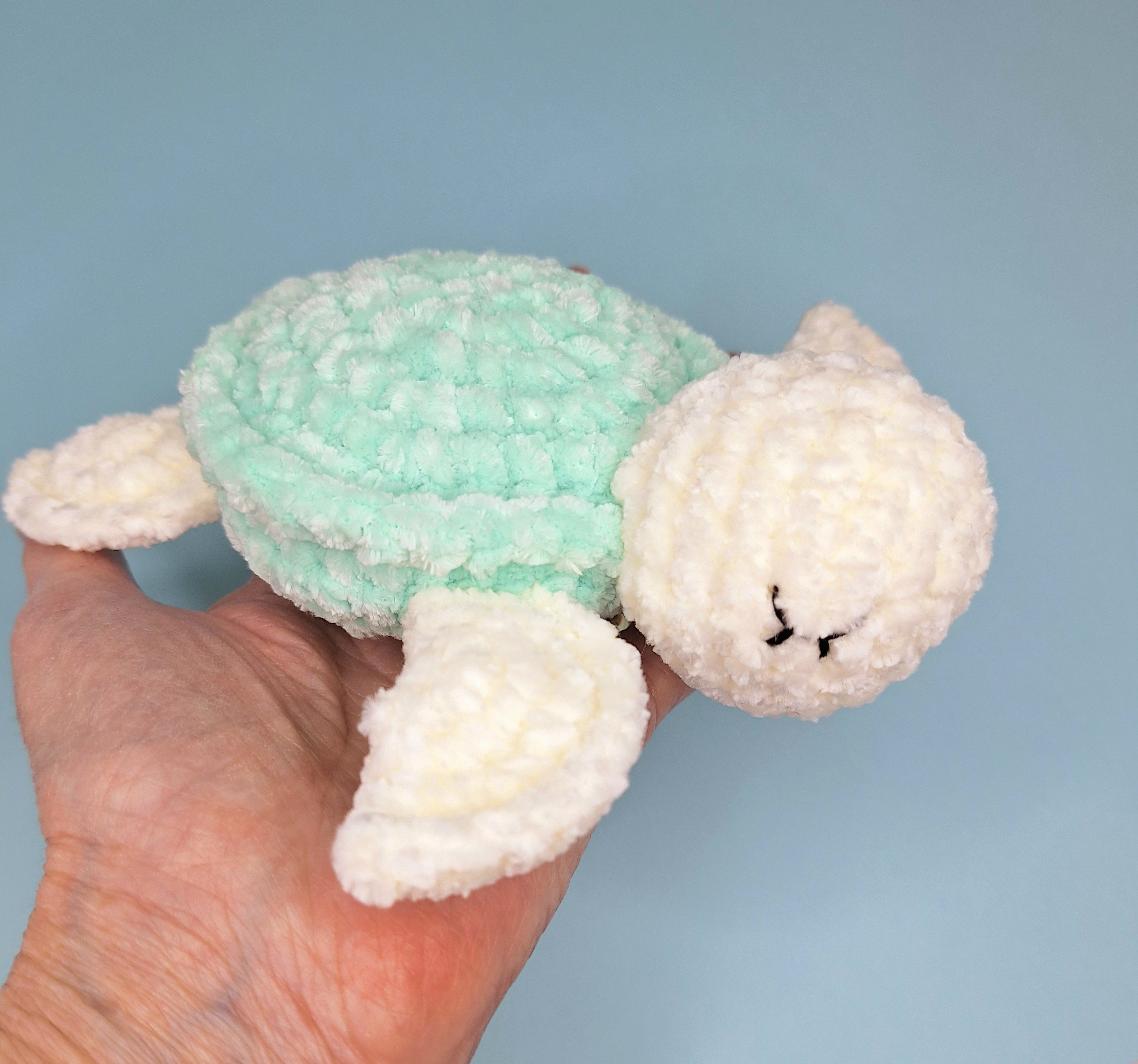 Handmade Velvetine Baby Turtle- Soft, Crochet Plush Toy