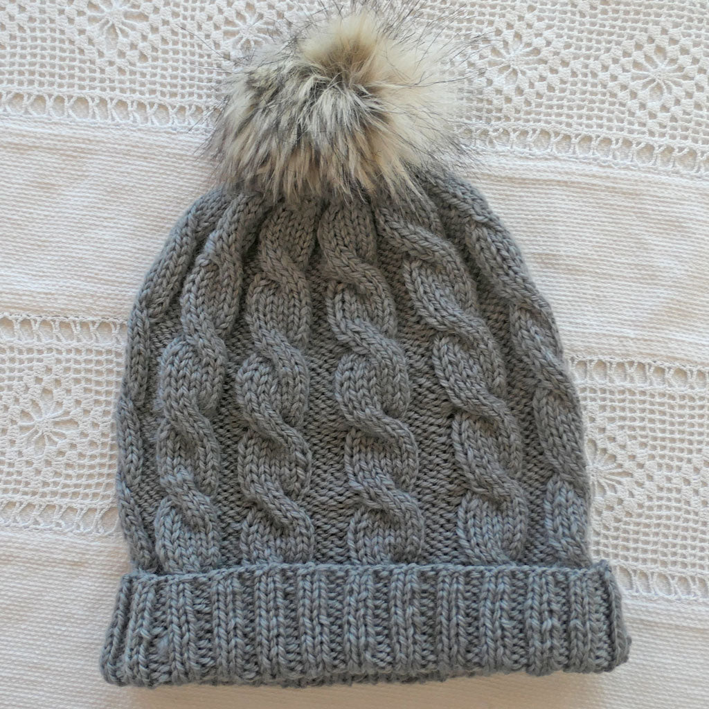 Beanie, adult, smokey grey, wool. With or without pompom