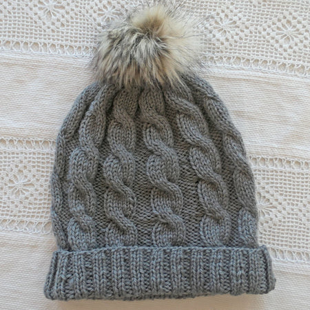 Beanie, adult, smokey grey, wool. With or without pompom