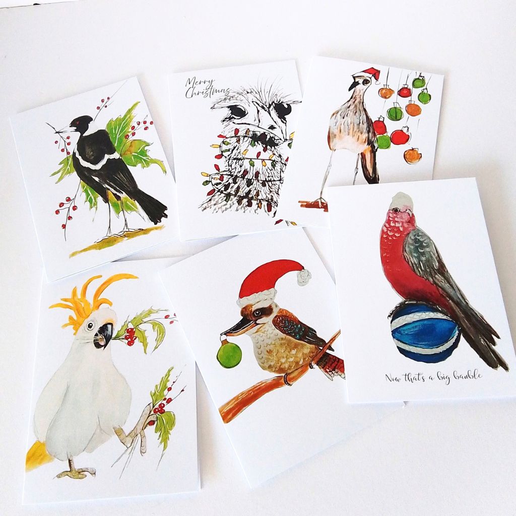 Quirky Bird Christmas Cards - 6 designs