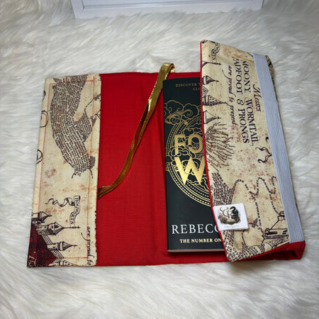 Handmade Adjustable Fabric Book Cover | 📜 Marauder's Journey Collection