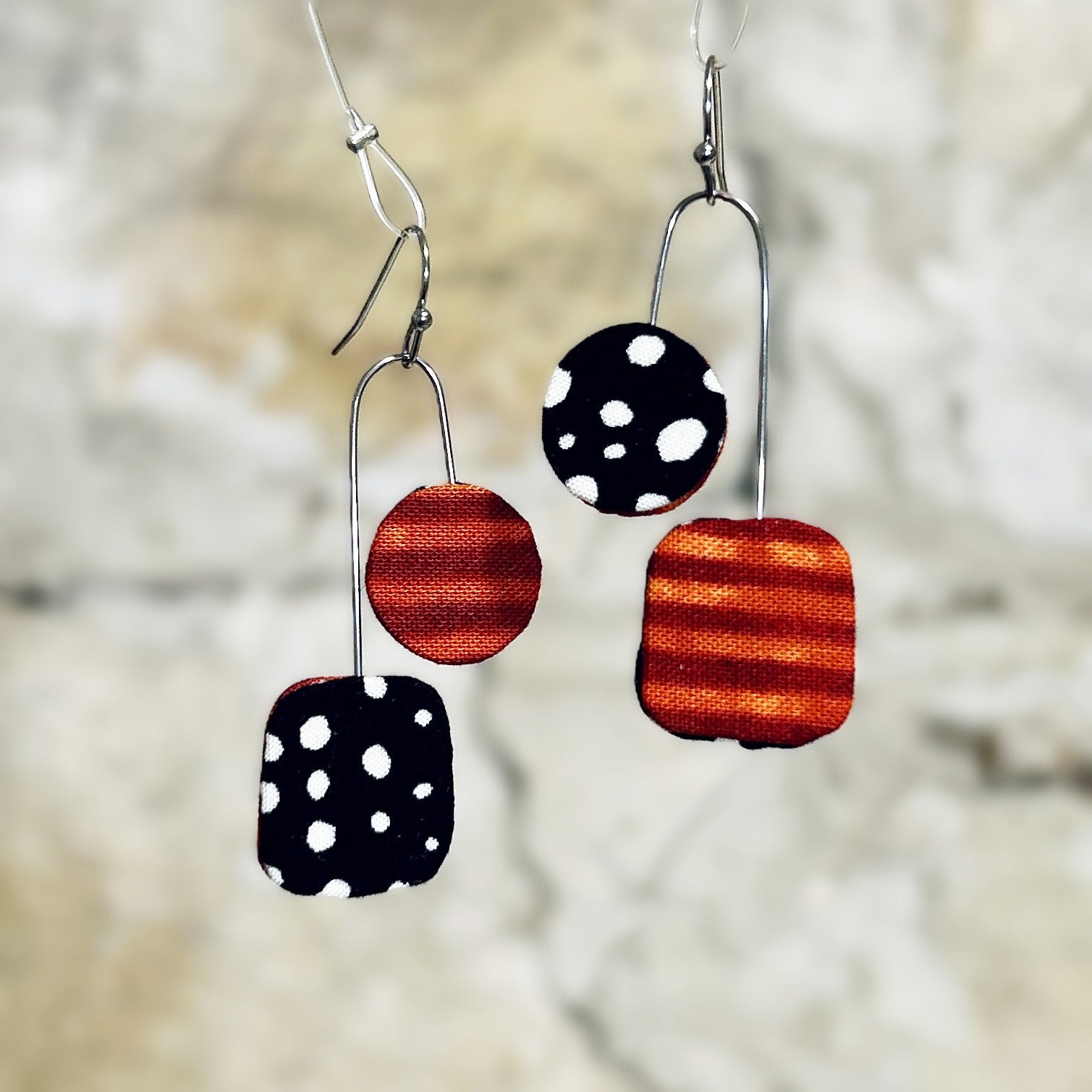 Earrings Asymmetrical Multi Colour Options - Black White Orange Purple Lime