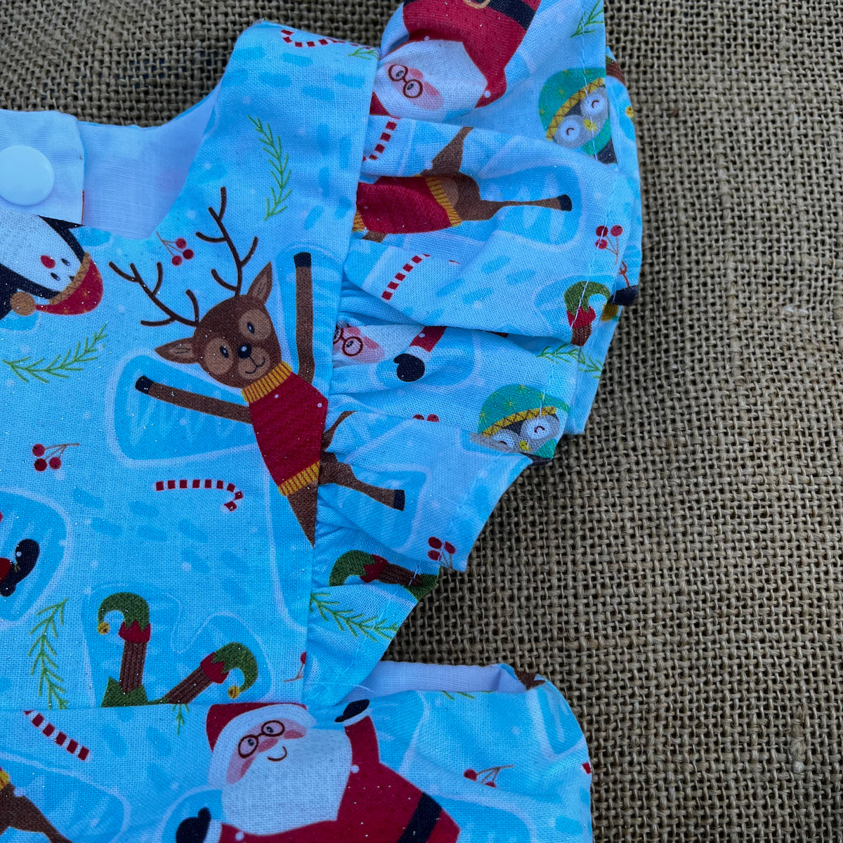 Christmas Pinafore Dress | Handmade Toddler Girls Outfit | Funky Santa and Elves