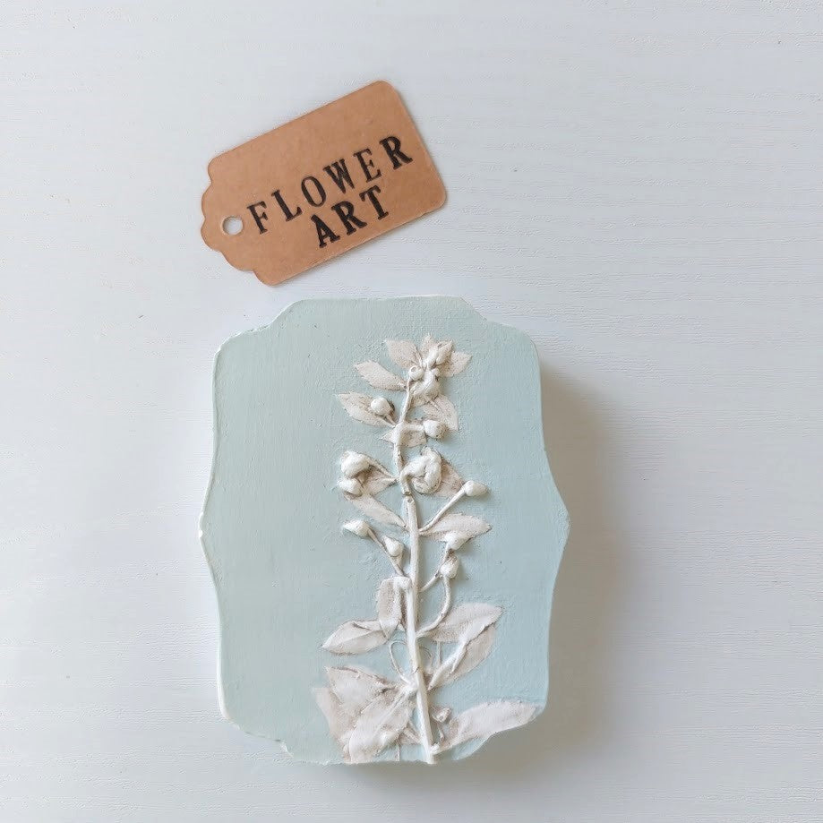 Hand-pressed Angelonia Wall Art | Floral Bas-Relief Plaster Plaque
