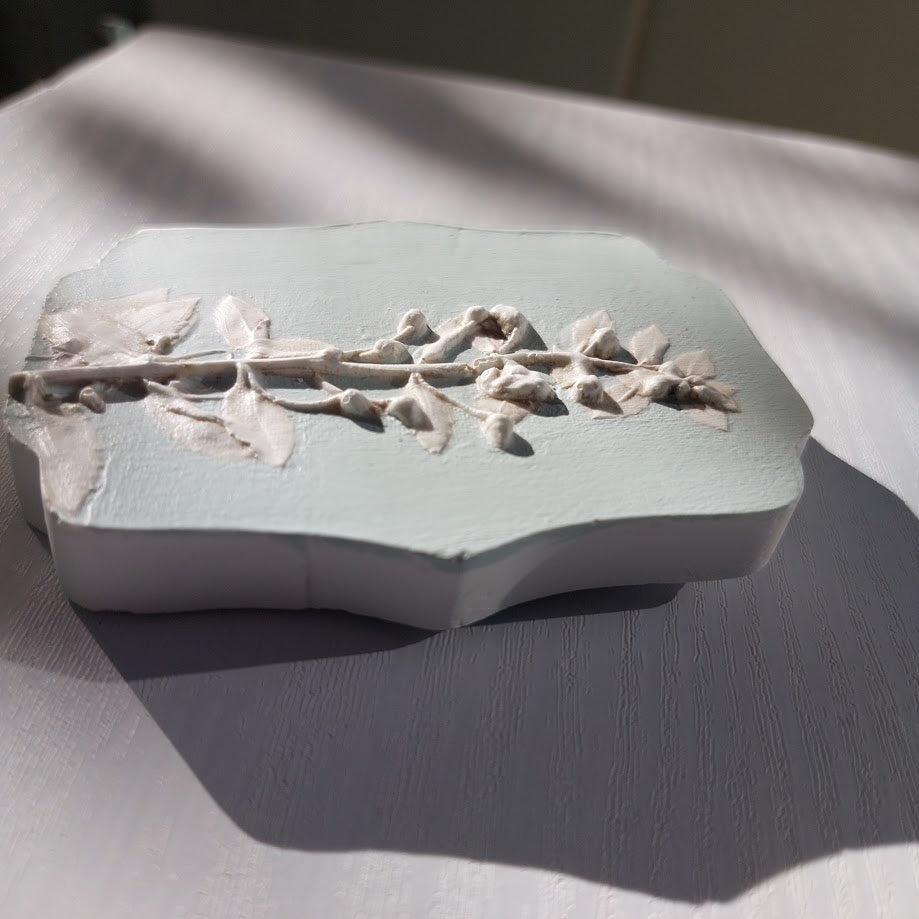 Hand-pressed Angelonia Wall Art | Floral Bas-Relief Plaster Plaque