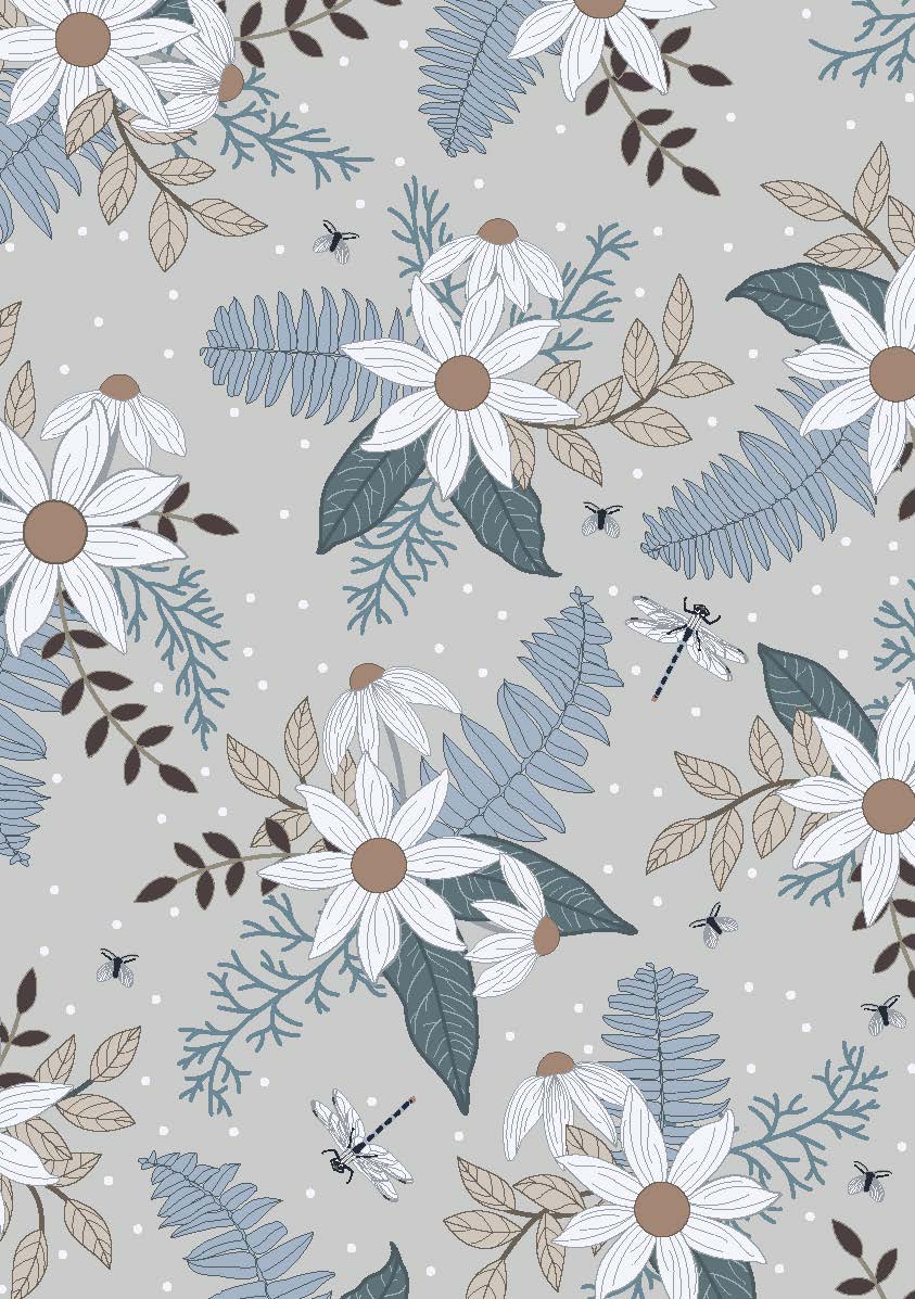 'Dawn' Floral Arts and Crafts Inspired Blank Greeting Card