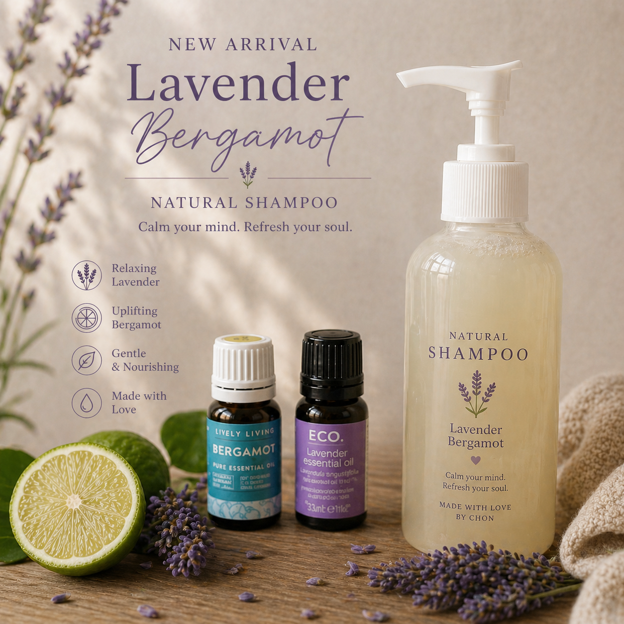 Homemade Lavender Bergamot Natural bodywash