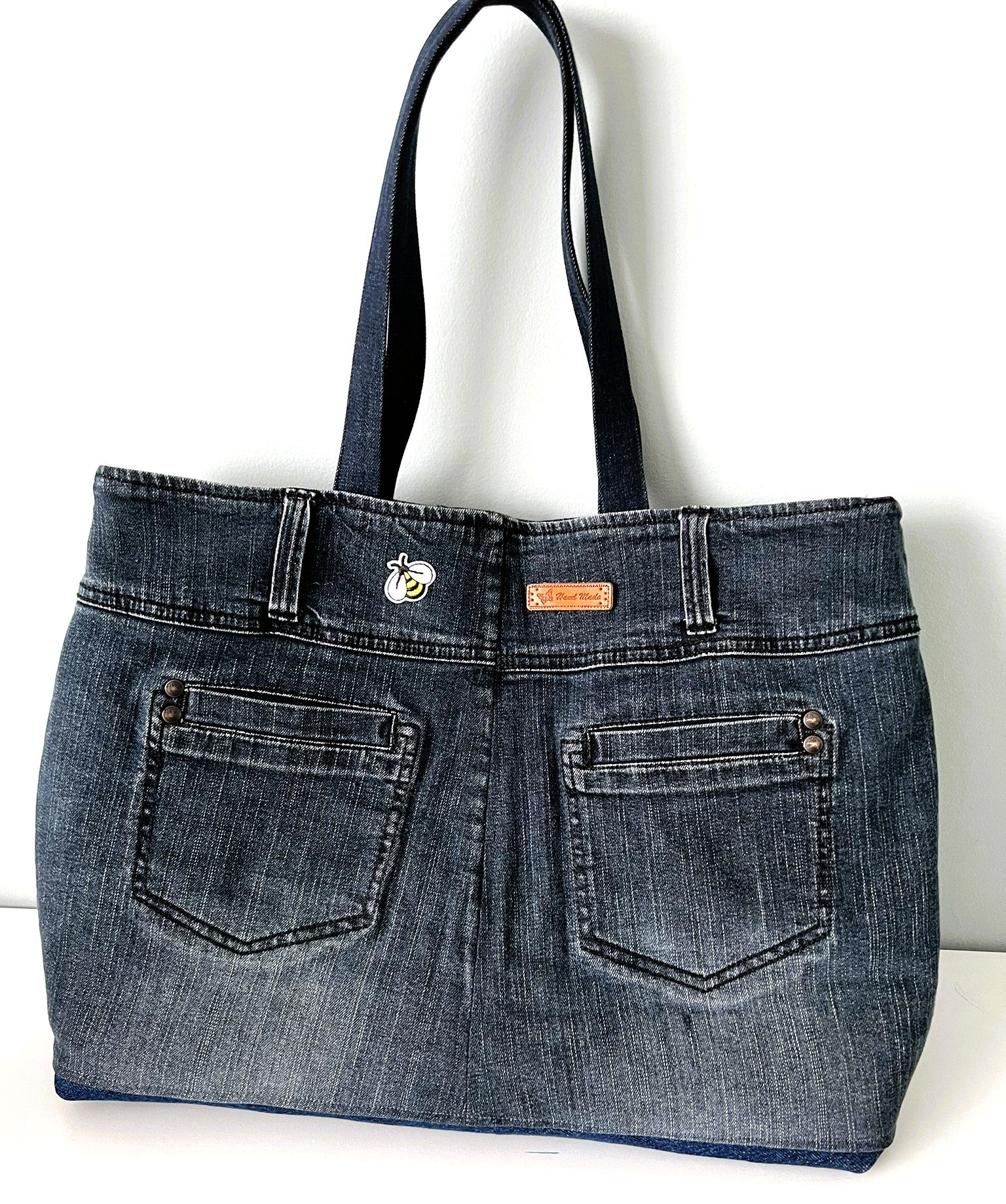 Upcycled Denim & Cotton Multi Pocket Tote