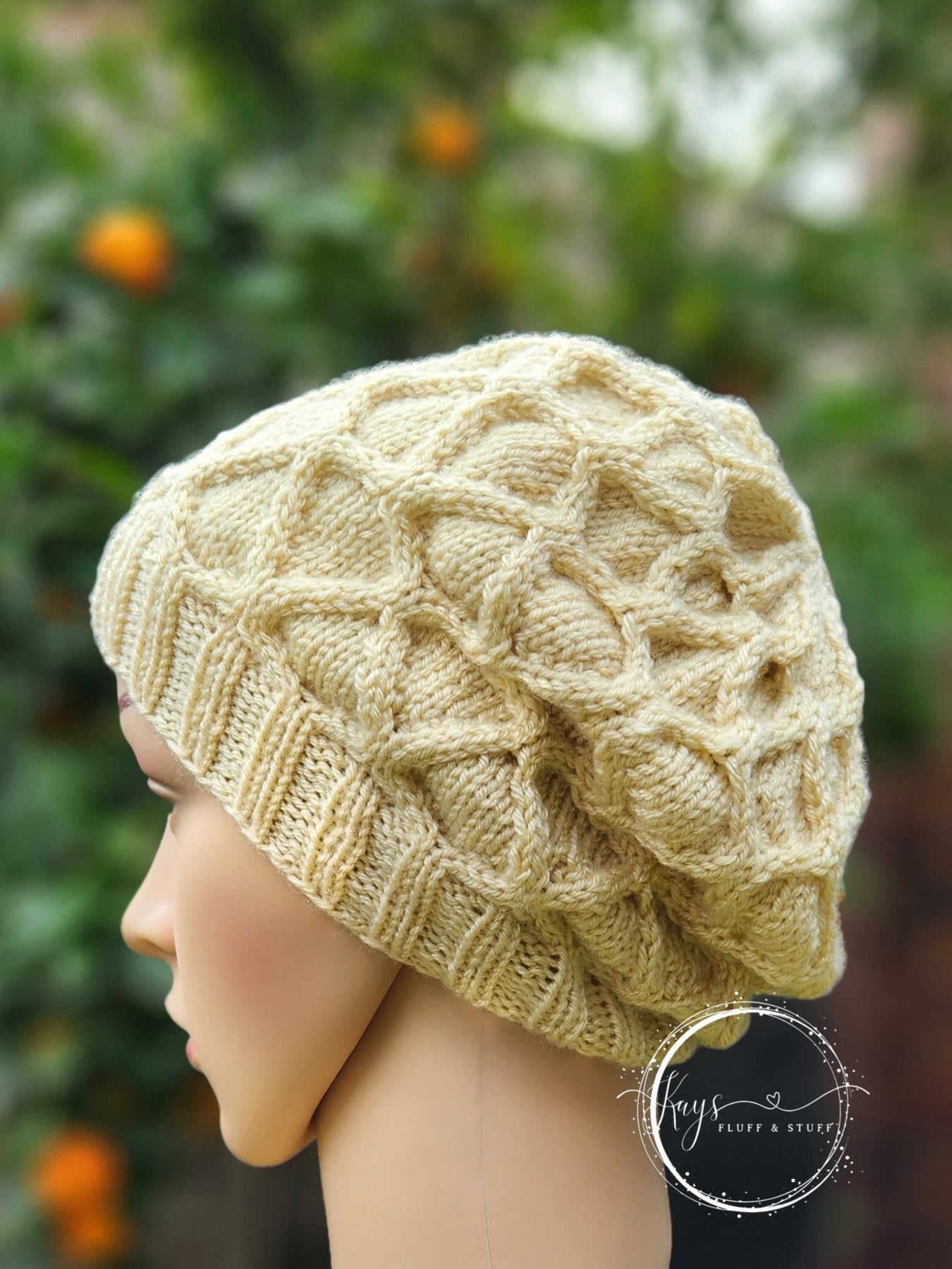Handknit Wool Free Cabled Beanie