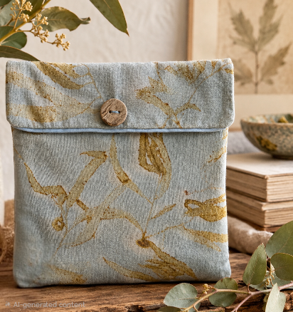 Eco-Printed Velvet Pouch