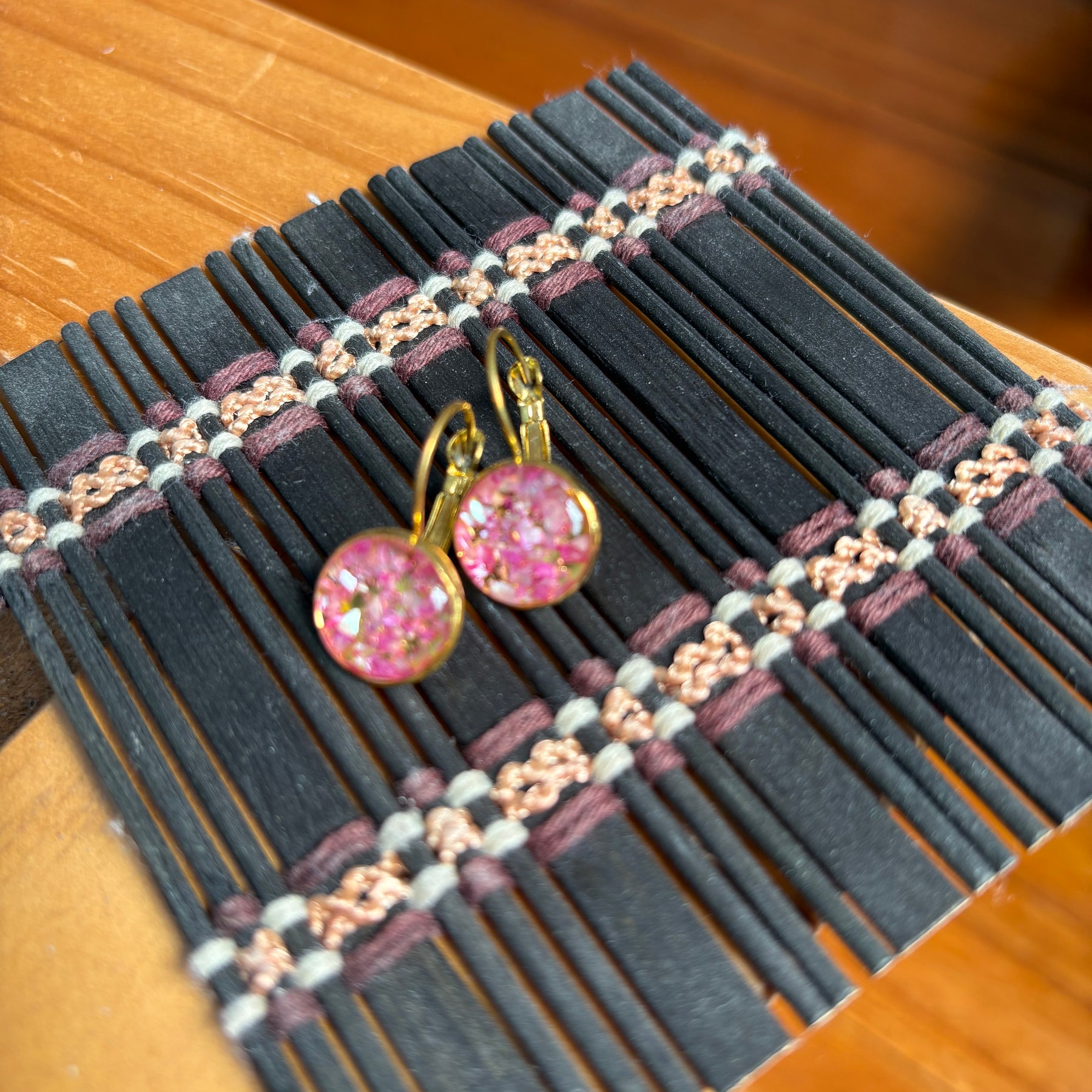 Pink Glitter Resin earrings