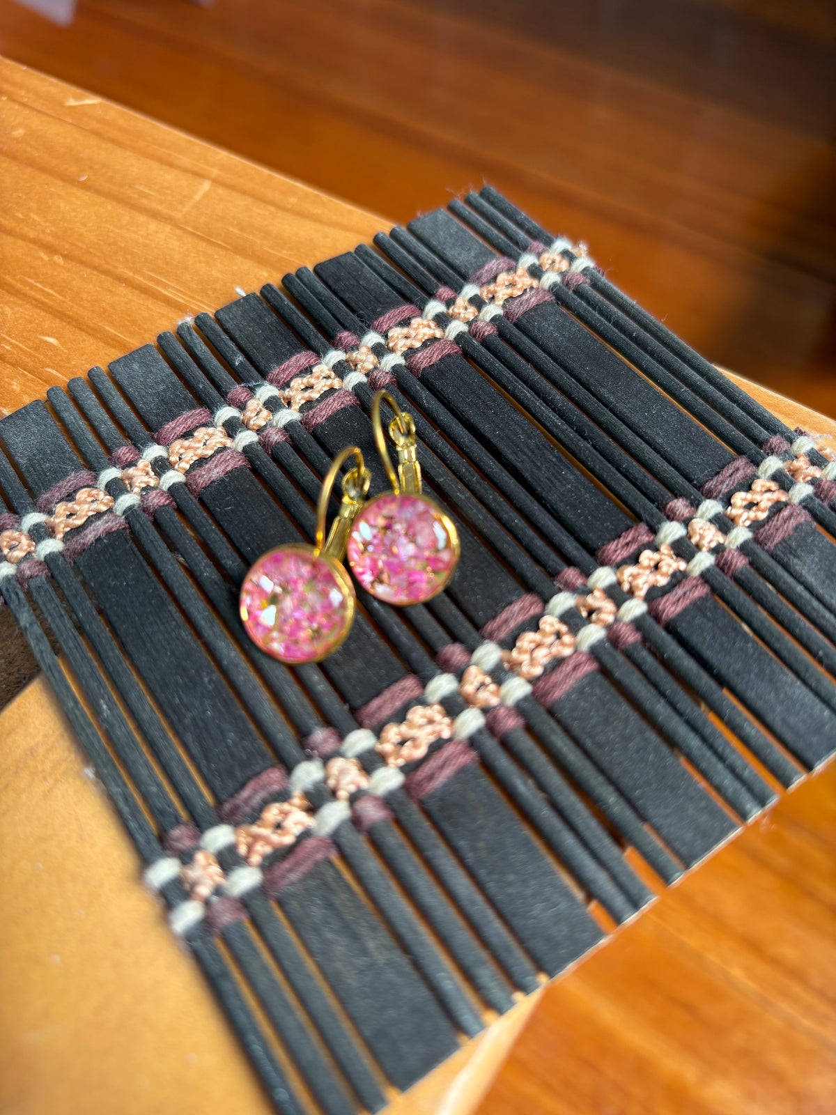 Pink Glitter Resin earrings