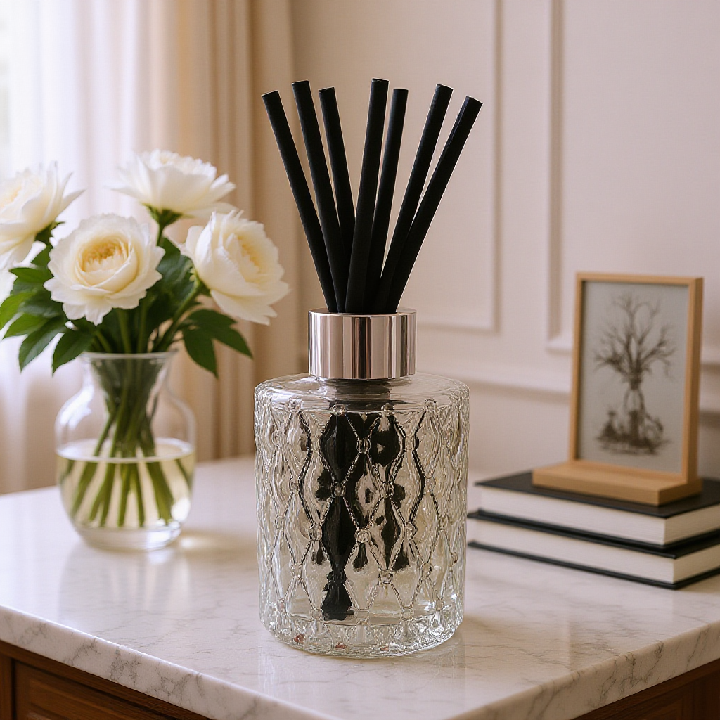 Ripple Glass Reed Diffuser 180ml – Natural Rattan Reeds