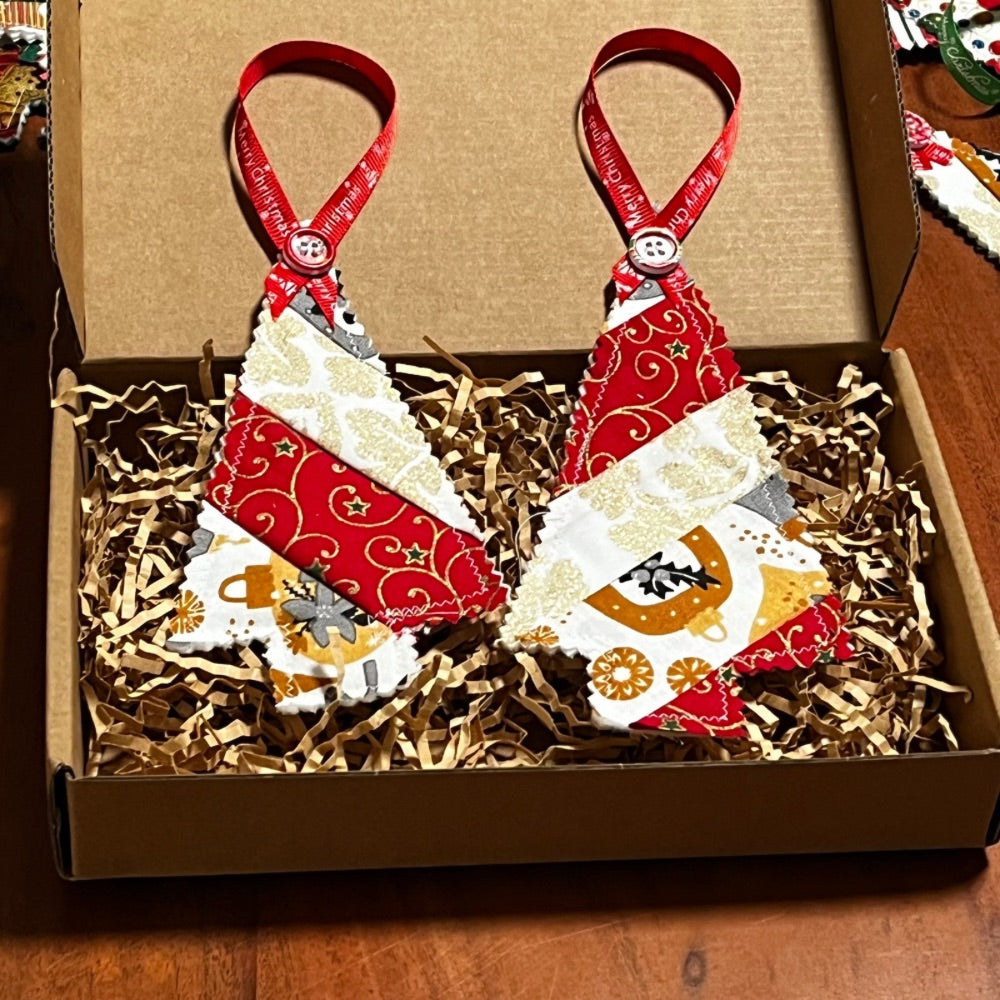 Handmade | Fabric Christmas Decorations | pack of 5 | reusable