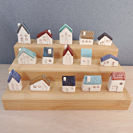 Miniature ceramic houses. Build your own tiny village. Miniature cottage shelf decor gift