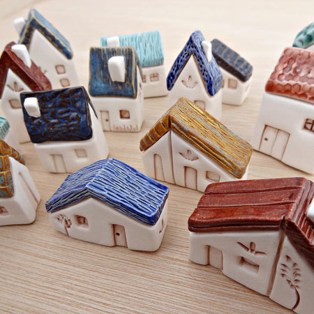 Miniature ceramic houses. Build your own tiny village. Miniature cottage shelf decor gift