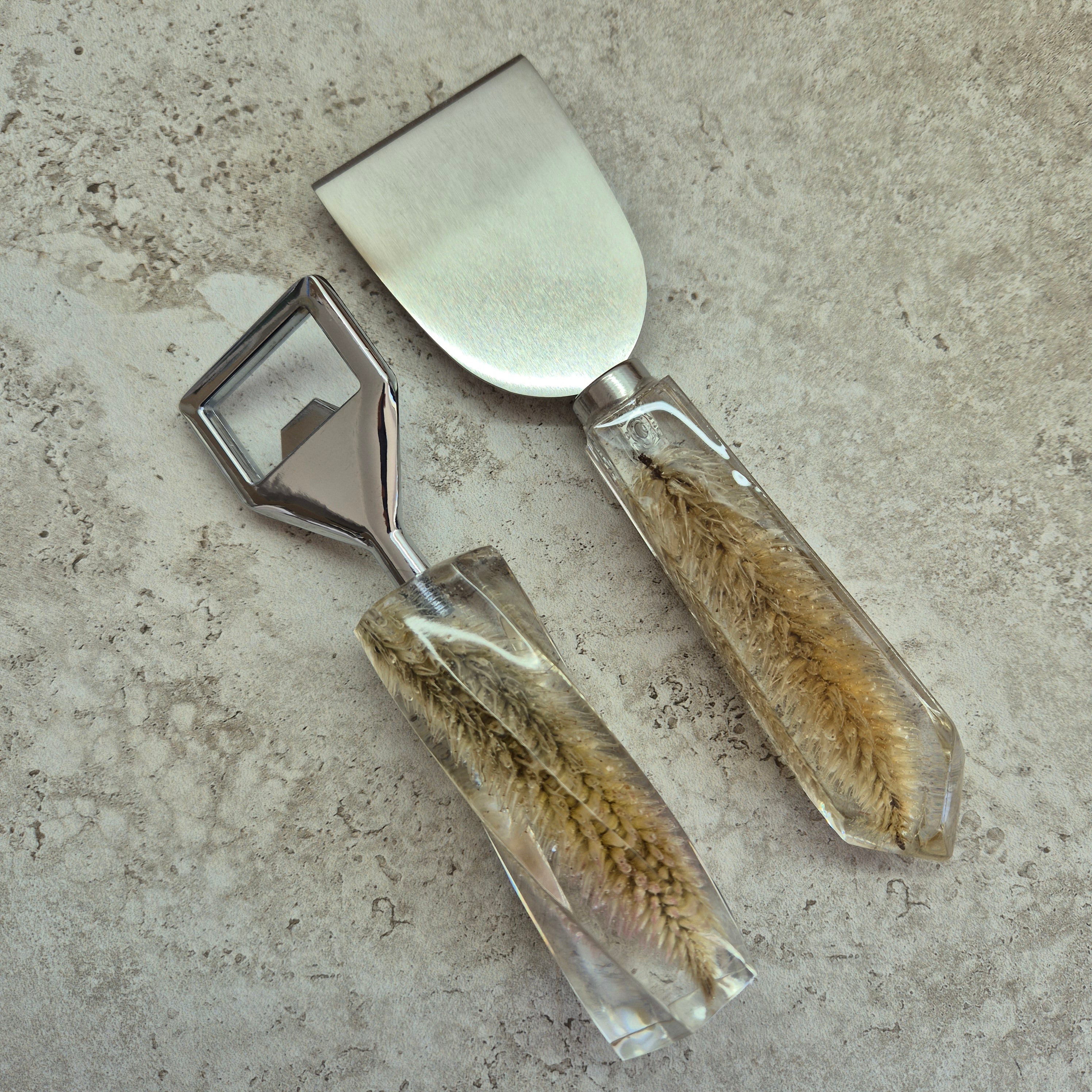 Handmade Resin cheese knife and bottle opener gift sets