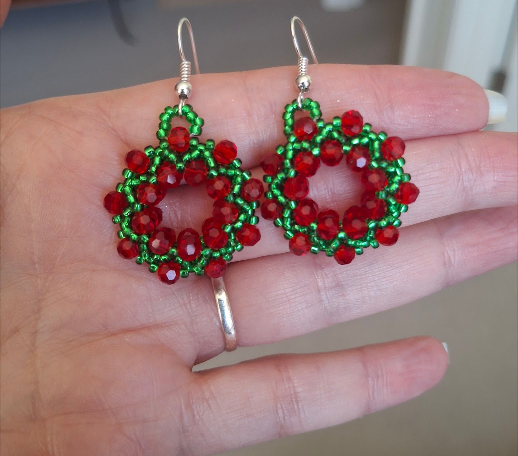 Christmas wreath earrings