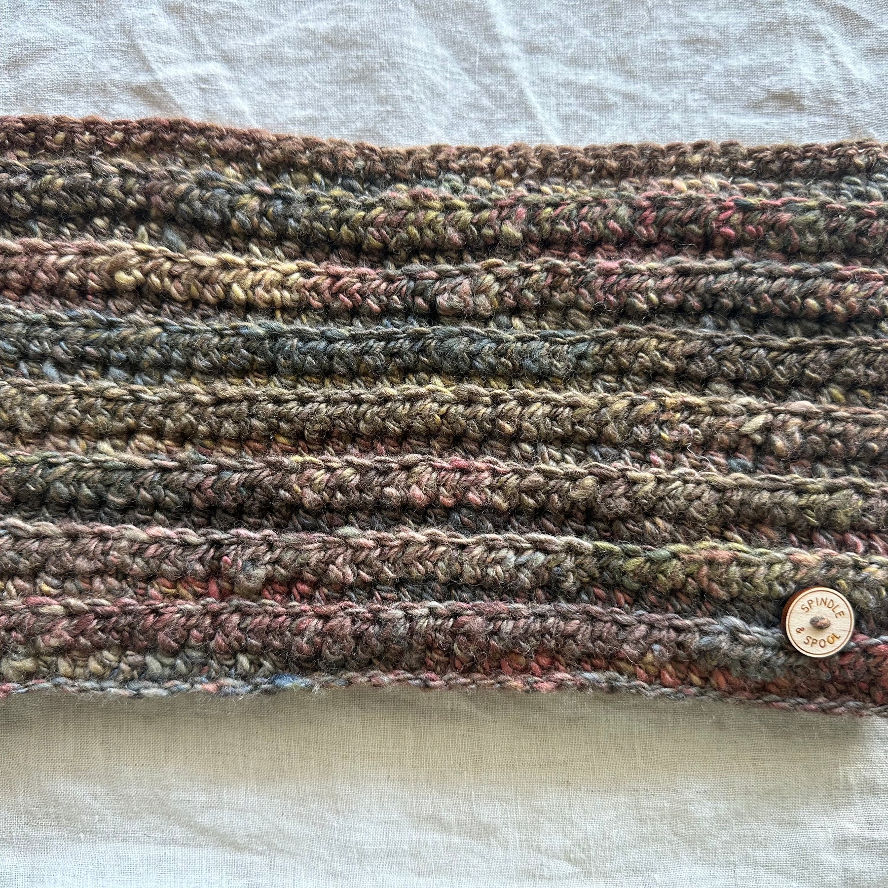 Handspun 'Shades of Autumn' Merino & Silk Crocheted Cowl or Neck Warmer