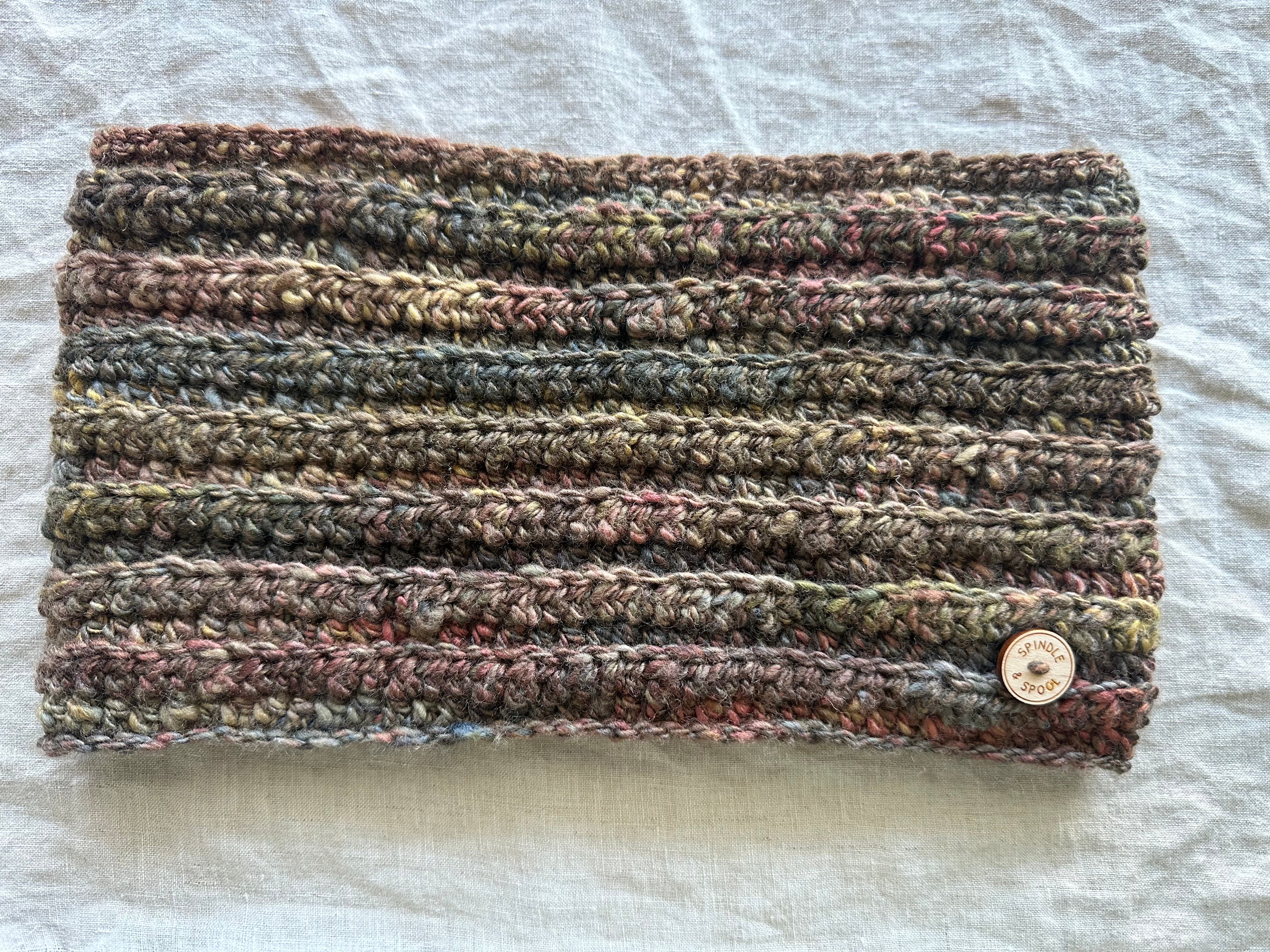 Handspun 'Shades of Autumn' Merino & Silk Crocheted Cowl or Neck Warmer