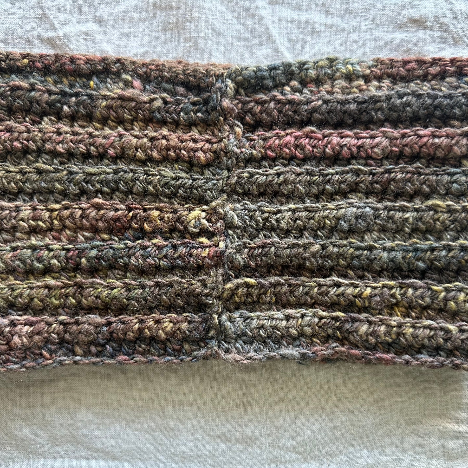 Handspun 'Shades of Autumn' Merino & Silk Crocheted Cowl or Neck Warmer